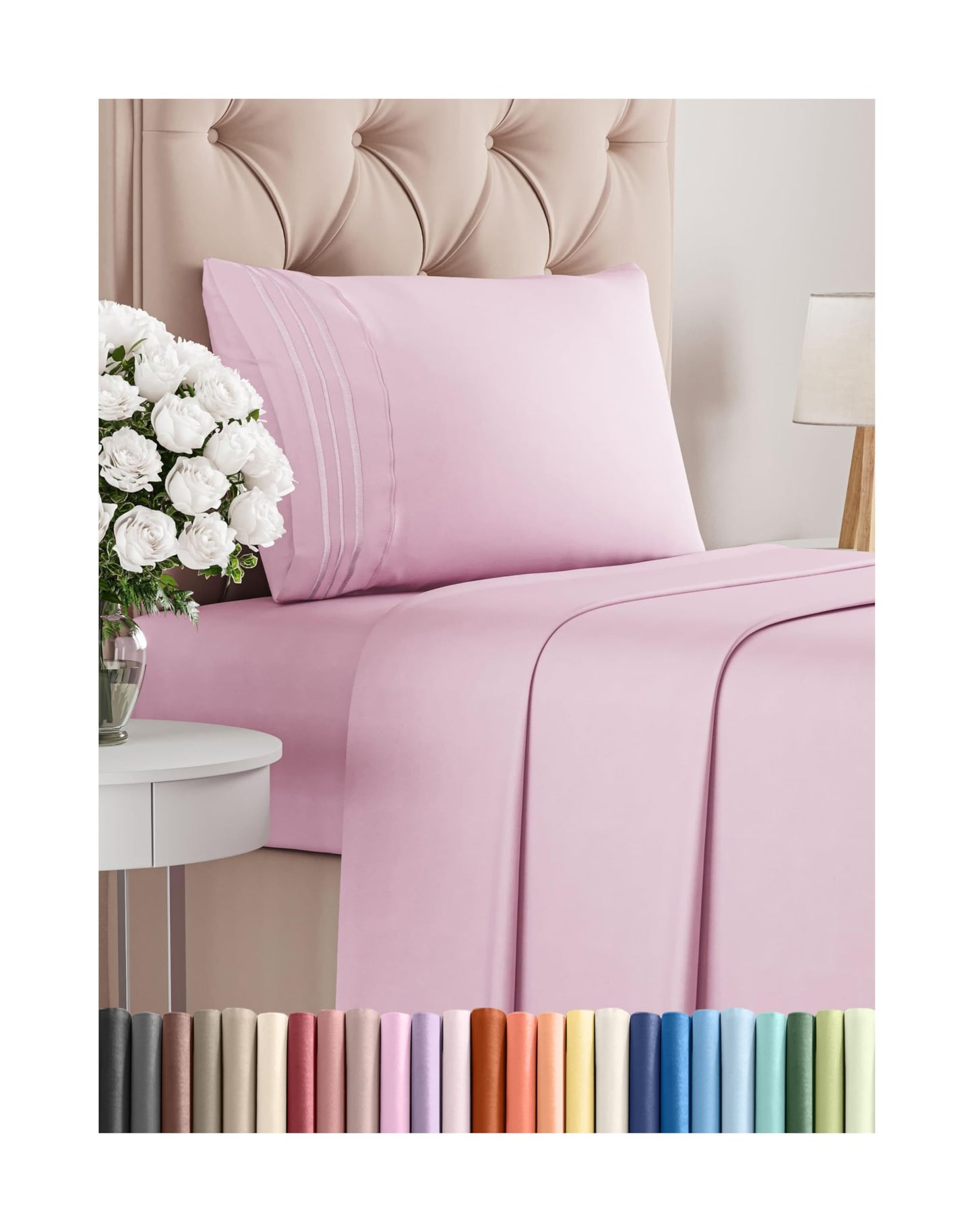 Queen Size 4 Piece Sheet Set - Comfy Breathable & Cooling Sheets - Hotel Luxury Bed Sheets for Women & Men - Deep Pockets, Easy-Fit, Extra Soft & Wrinkle Free Sheets - Yellow Oeko-Tex Bed Sheet Set