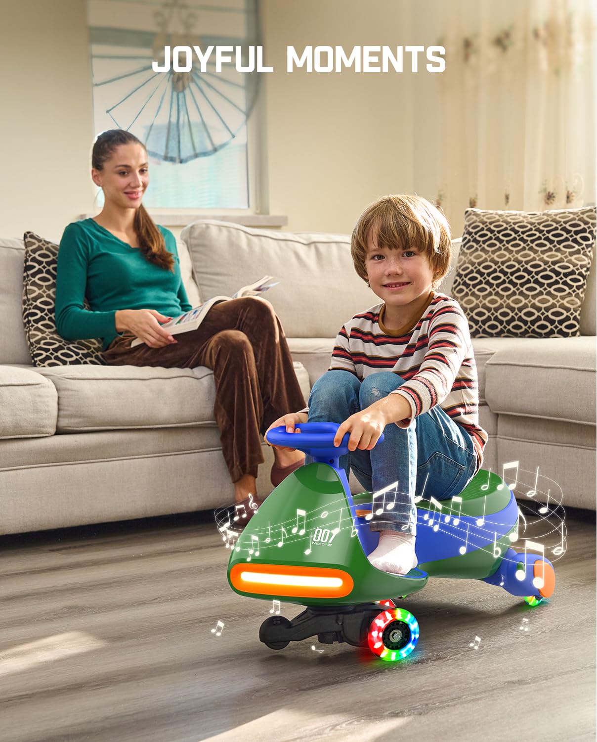 12V N7 Pro Electric Wiggle Car – Pedal-Powered Fun for Kids, Lights & Bluetooth Ride-On (by Fanttik)