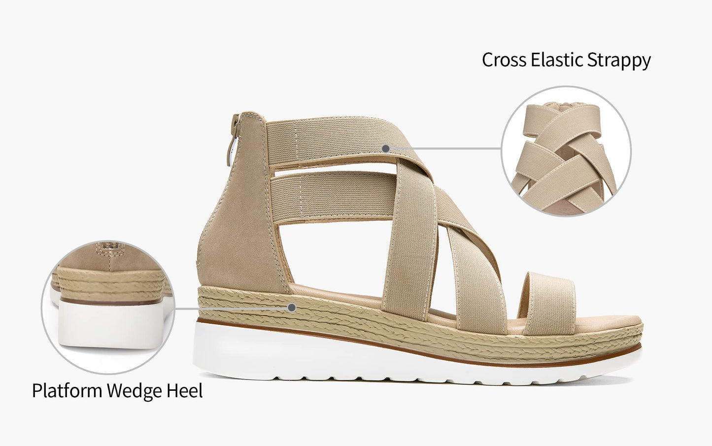 Jeossy Damen 866 Plateausandalen,Keilsandalen,Riemchensandalen,Sommersandalen für Damen mit Reißverschluss