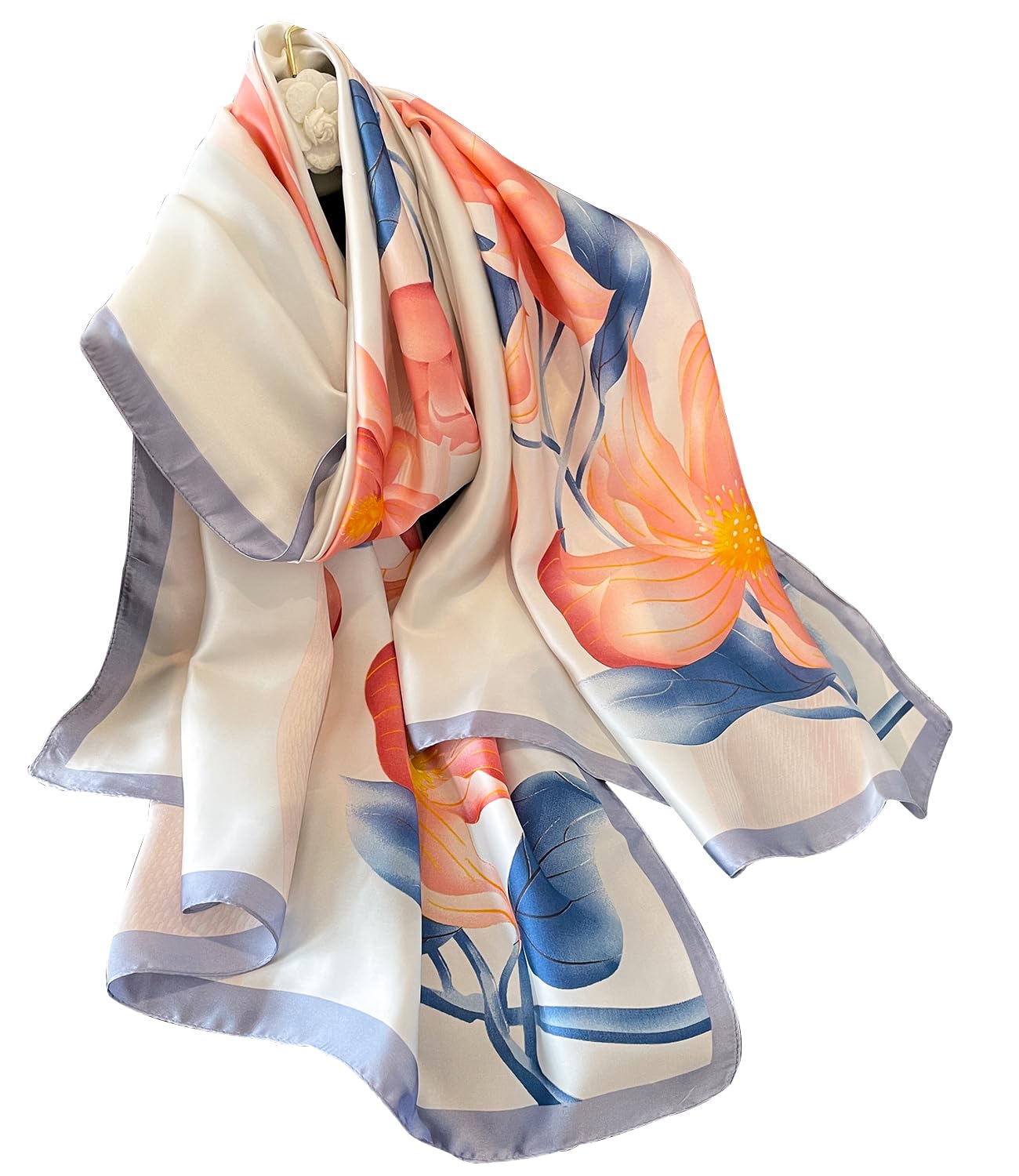 NUWEERIR Damen-Schal, 100 % großer Maulbeerseide, langer Satin-Schal, modischer Designer-Schal, leichte Wickel