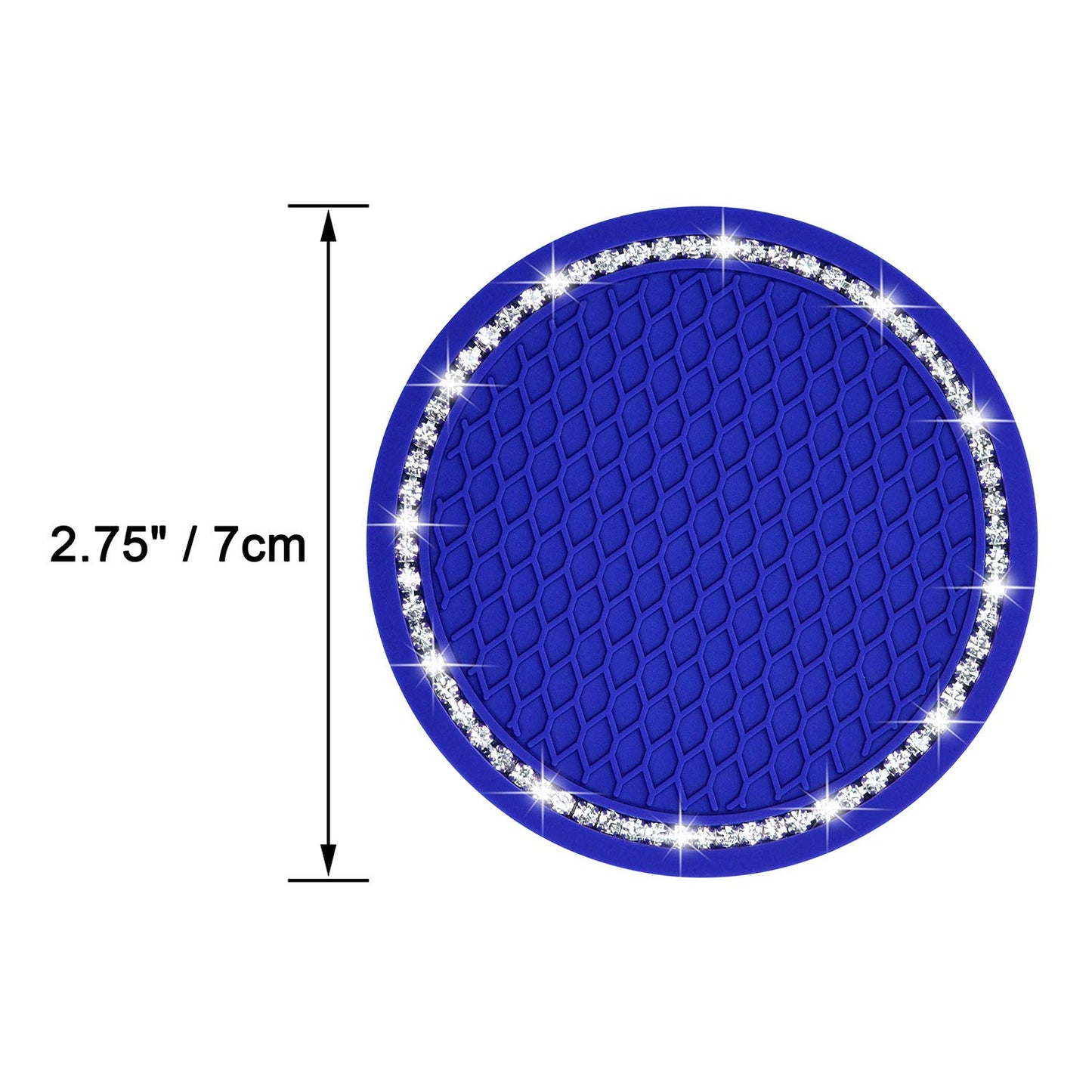 Bling Car Coasters, Wisdompro 4 Pack PVC Car Cup Holder Insert Coaster - Anti Slip Universal Vehicle Interior Accessories Crystal Glitter Cup Mats for Women and Men(2.75" Diameter, Black)