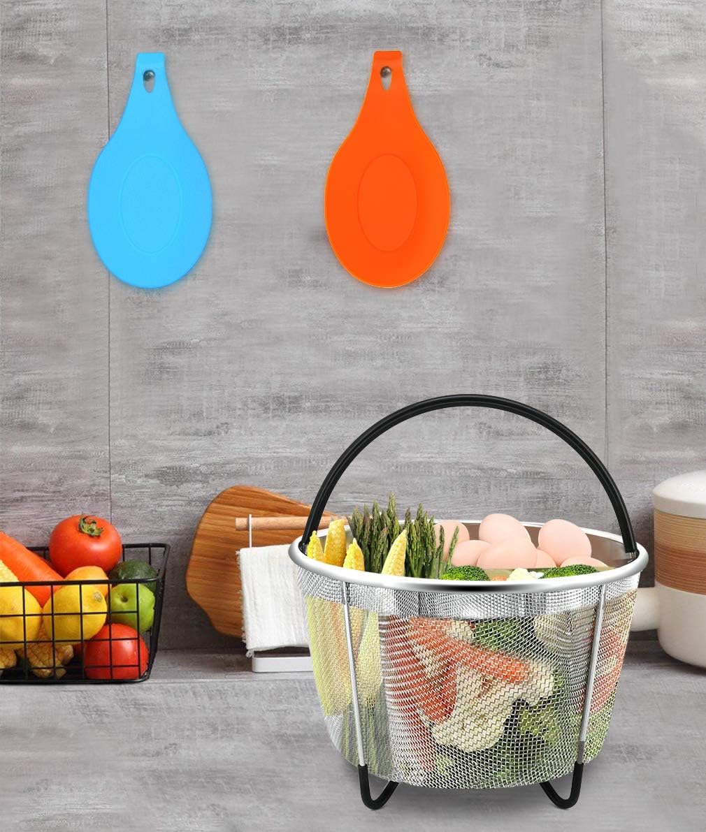 6 Pieces Set Kitchen Silicone Spoon Rest Heat Resistant Kitchen Utensil Rest Ladle Spoon Holder Colorful Spatula Holder Rest Kitchen Tool (2 Big and 4 Small Size)