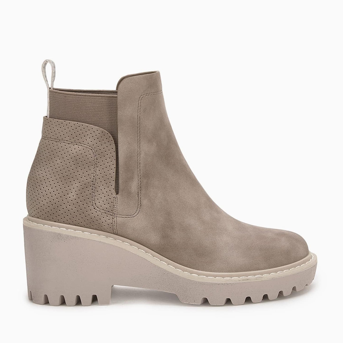 Trish Lucia Damen Chelsea-Stiefel mit Plateausohle, knöchelhoch, klobiger Blockabsatz, rutschfest, Wildleder, modische Schlupfstiefeletten