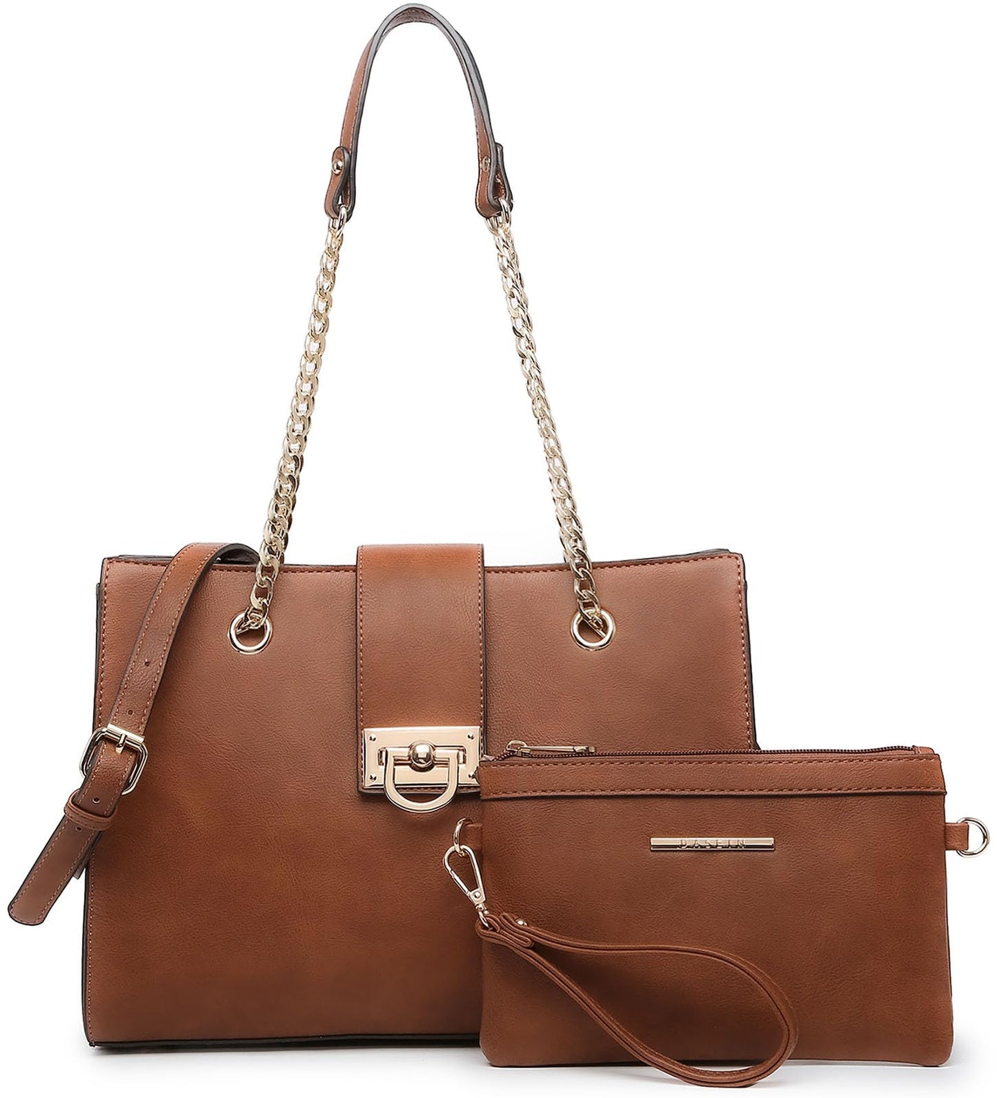 Dasein Lederhandtasche, Tragetasche, Hobo-Tasche für Damen, Schultertasche, Henkeltasche oben, Umhängetasche mit passender Clutch