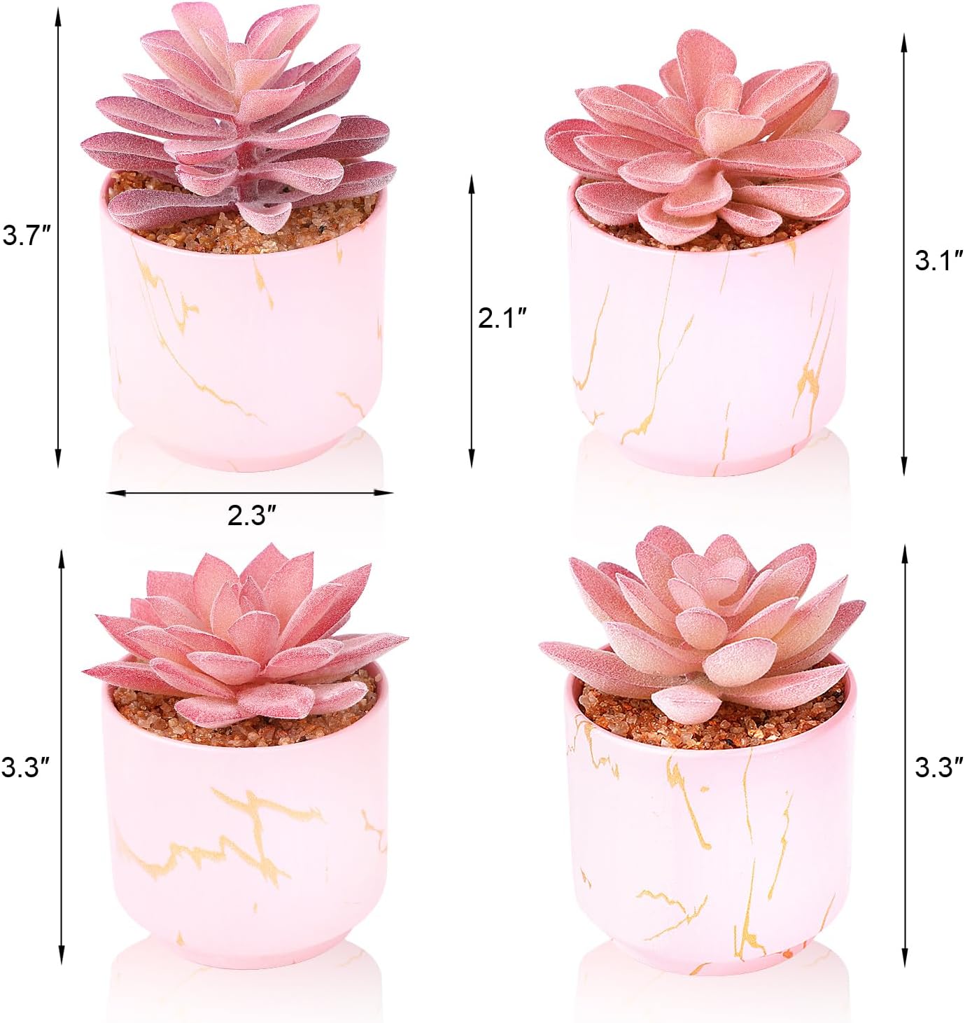 Artificial Plants and Succulents in 2 White Ceramic Pots,Small Fake Plants for Office and Desk Decor,Bathroom, Bedroom,Shelves for Women