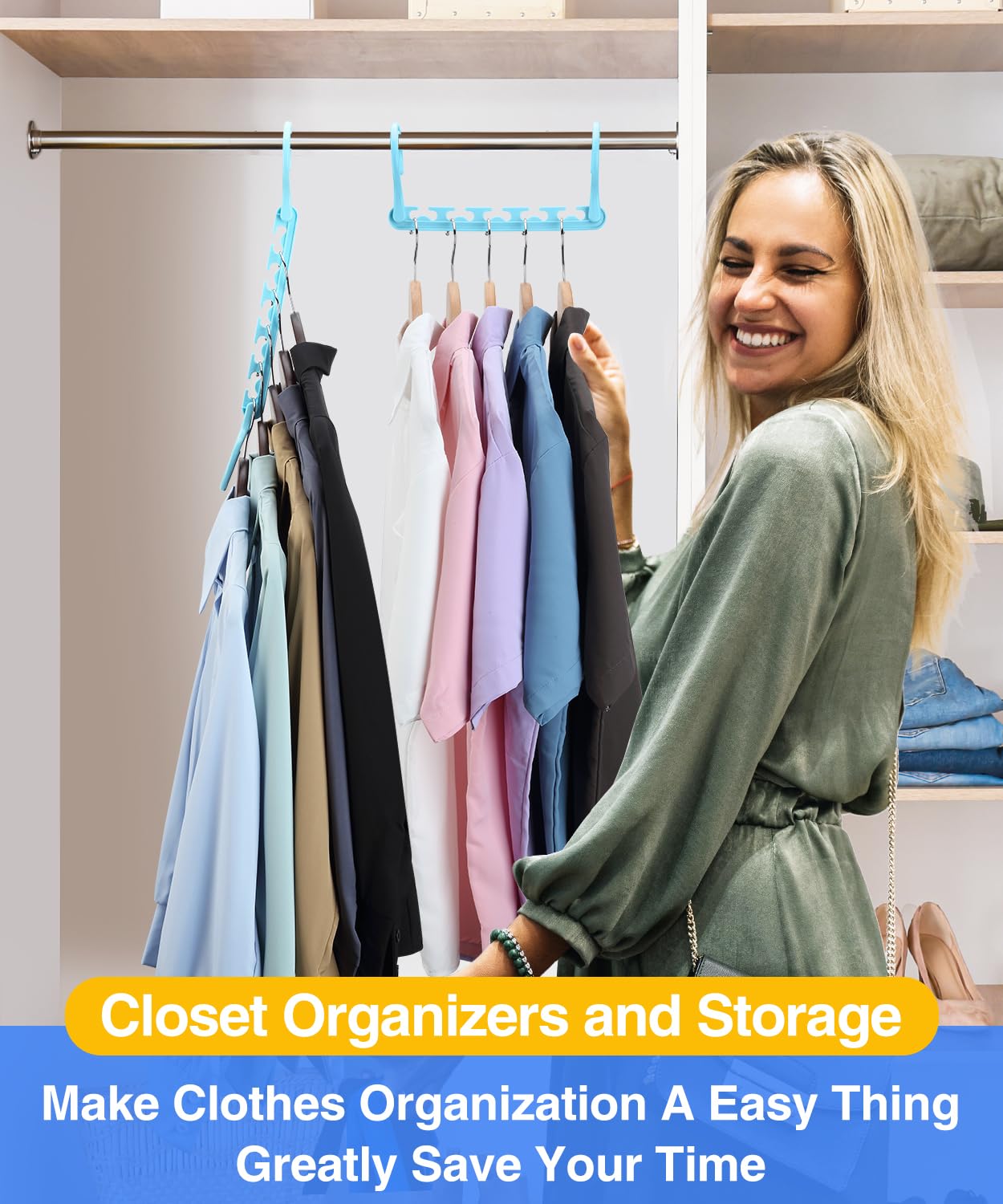 AMKUFO Space-Saving Hangers – 12-Pack Closet Organizer Set for Dorms & Small Spaces