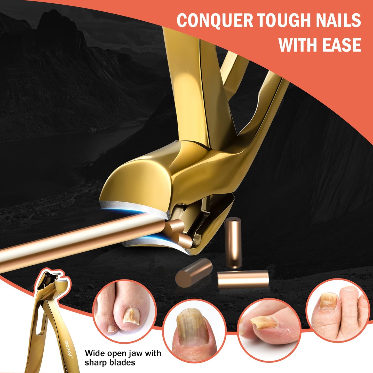 BEZOX Angled Head Toe Nail Clippers for Seniors for Thick Nails - Ergonomic Toenails Clipper for Thick Toenails, Premium Finger Nails Clipper for Adult with Catcher - Black