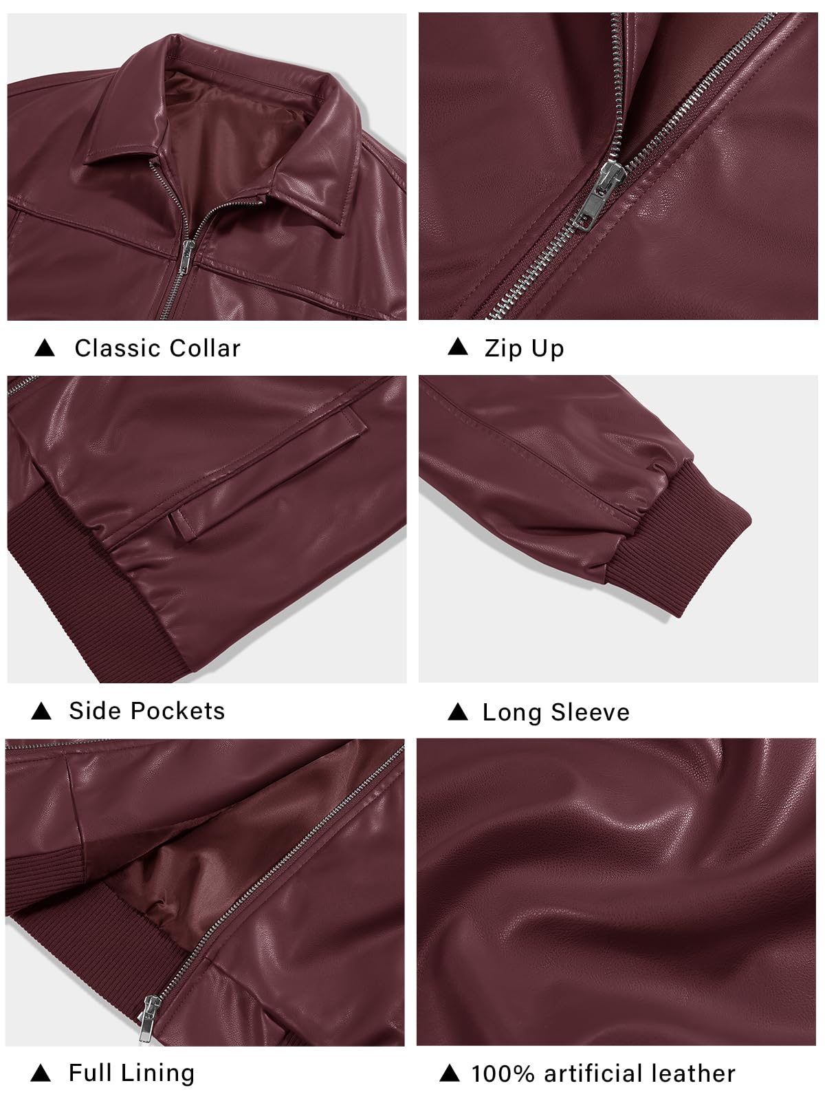 Tankaneo Womens Faux Leather Jackets Oversized Bomber Casual Fall Fashion Zip Up Moto Biker Coats