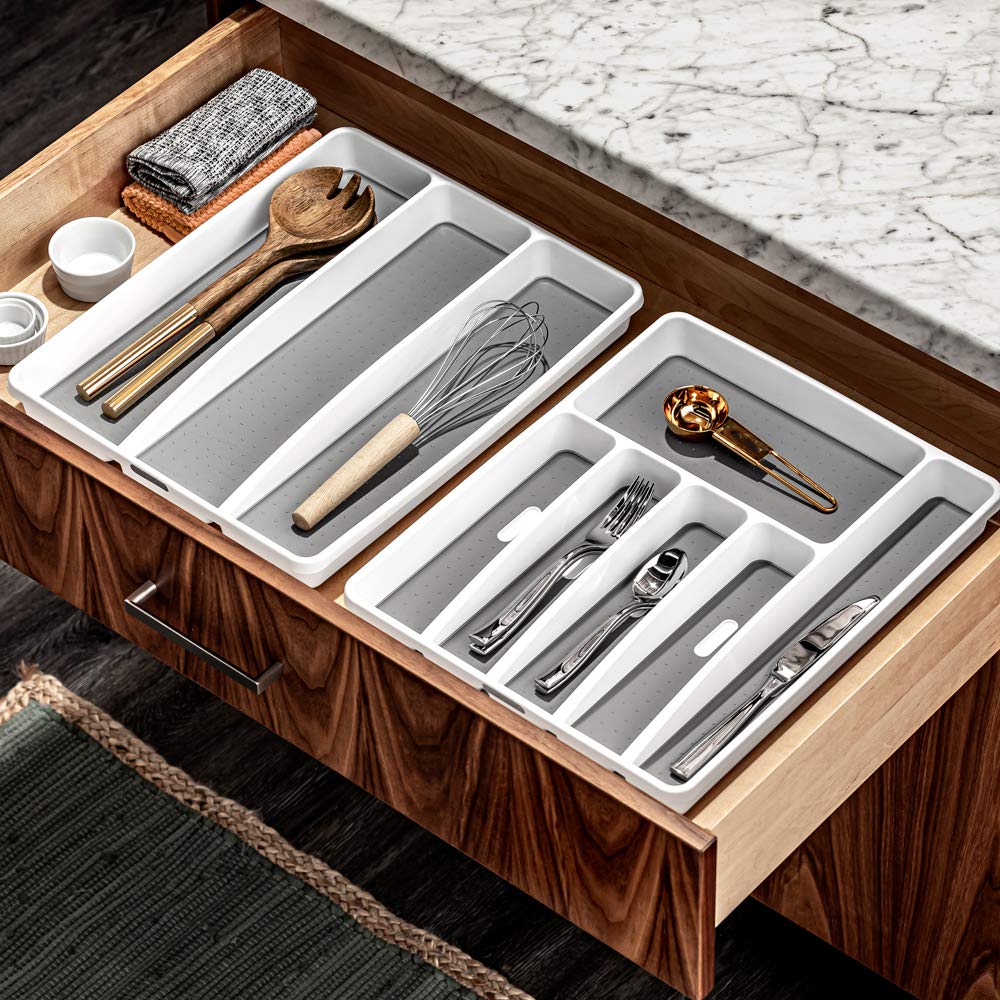 madesmart Klassische große Utensilienablage mit weichem Griff, rutschfeste Küchenschublade, Mehrzweck-Organisation für den Haushalt, BPA-frei, Granit