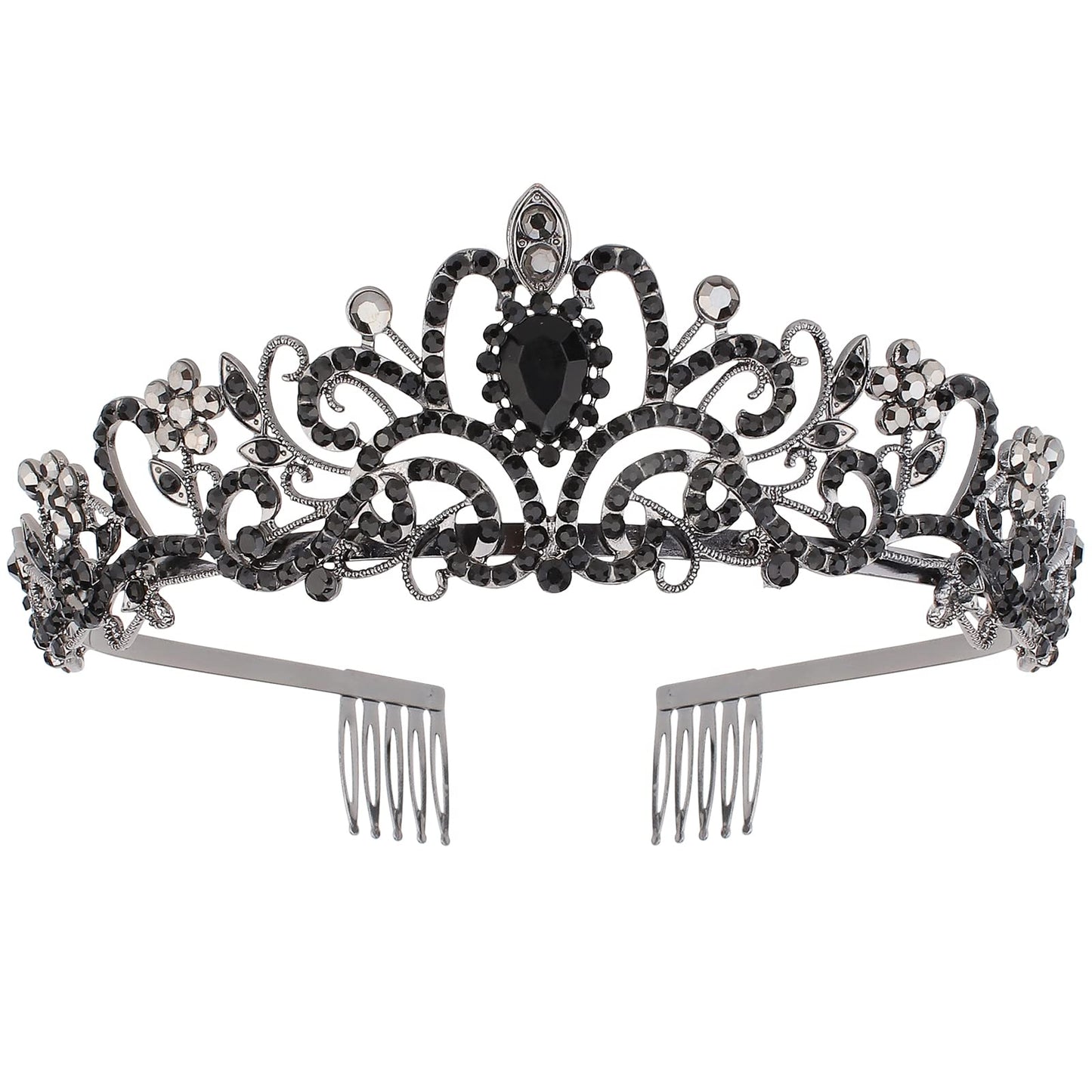 COCIDE Tiara Crystal Crowns Princess Rhinestone Crown with Combs Bride Headbands Bridal Wedding Prom Birthday Party Hair Accessories Jewelry for Women Girls (Silver)