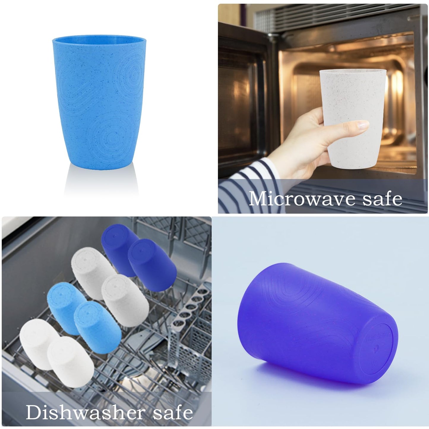 Wheat Straw Cups 8 PCS Good Alternative to Plastic Reusable Cups 20 oz Unbreakable Drinking Cup Reusable Dishwasher Safe Water Plastic Glasses Colorful Series