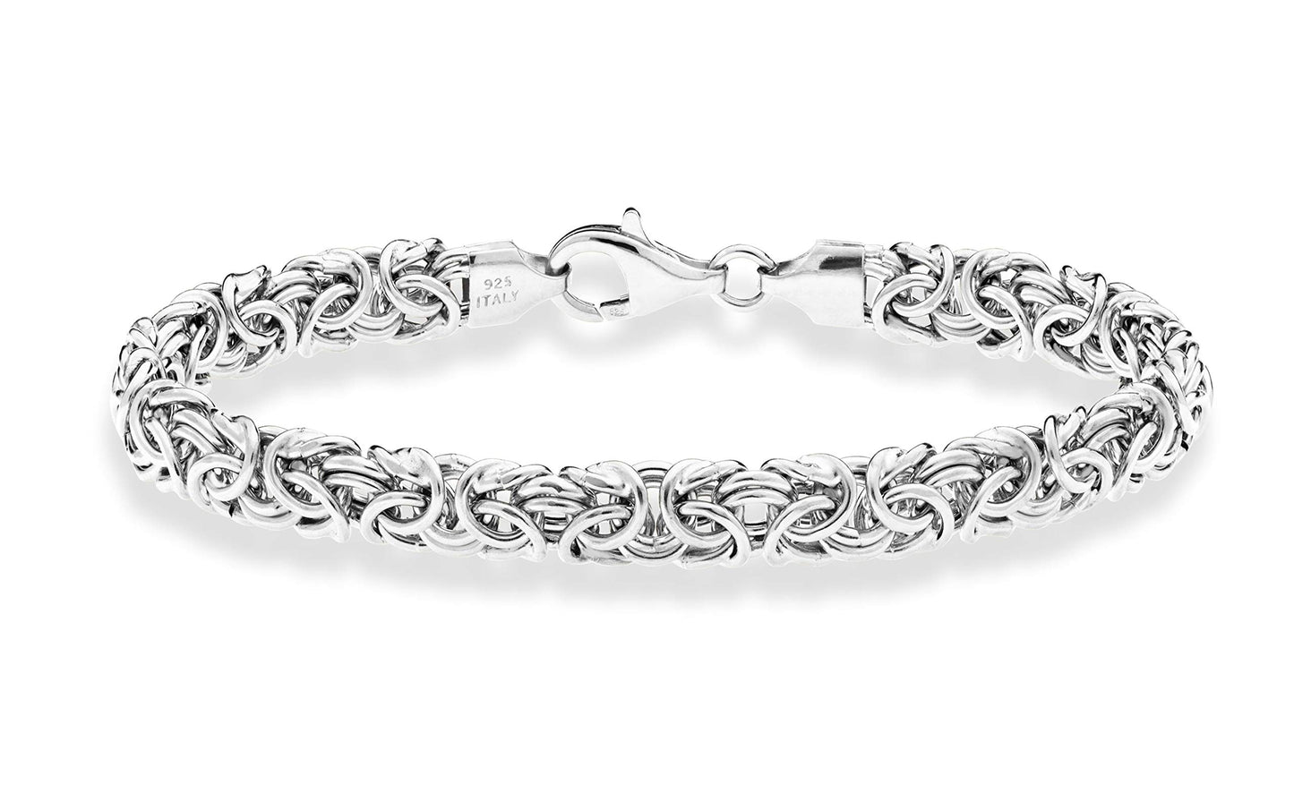 Miabella Italienisches 925er Sterlingsilber-Byzantinisches Armband für Damen, handgefertigt in Italien
