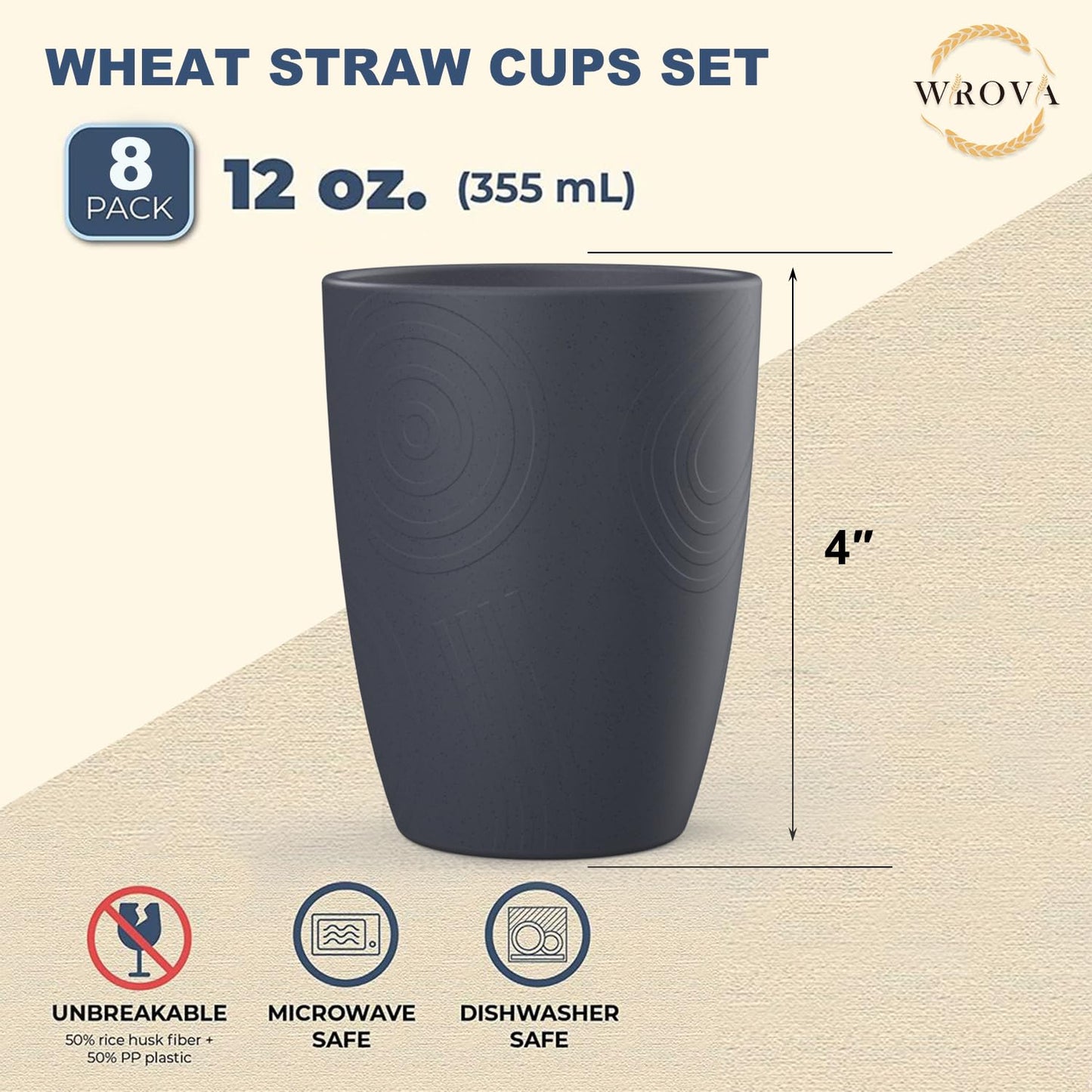 Wheat Straw Cups 8 PCS Good Alternative to Plastic Reusable Cups 20 oz Unbreakable Drinking Cup Reusable Dishwasher Safe Water Plastic Glasses Colorful Series