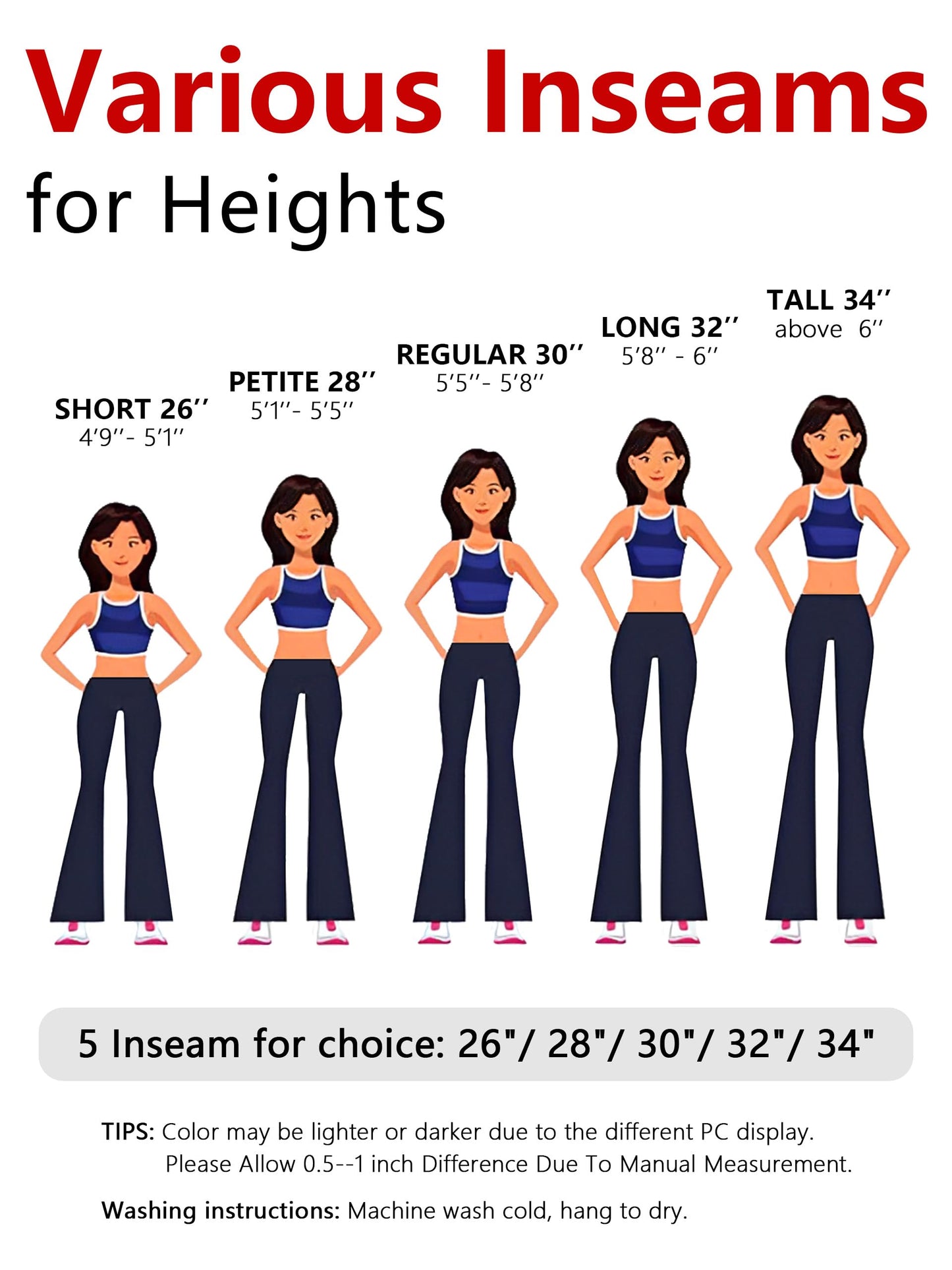 Pantalon extensible pour femme Tapata 28''/30''/32''/34'' avec poches, taille haute, petite, taille standard pour le travail au bureau