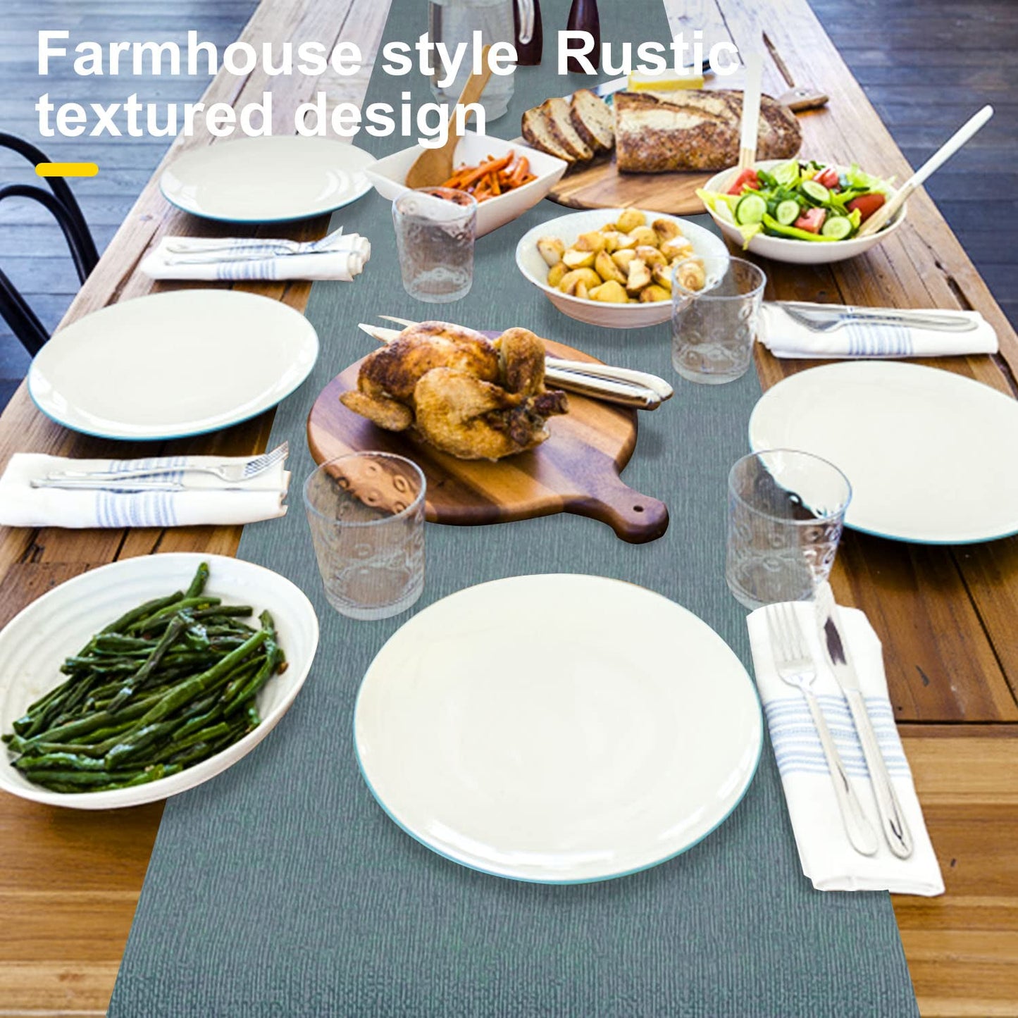 Wipeable Table Runner – Thick Farmhouse-Style Runner for Kitchen, Bedroom, Living Room, Indoor & Outdoor Use
