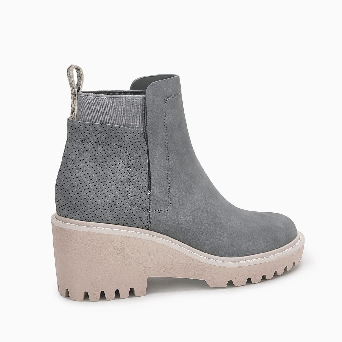 Trish Lucia Damen Chelsea-Stiefel mit Plateausohle, knöchelhoch, klobiger Blockabsatz, rutschfest, Wildleder, modische Schlupfstiefeletten