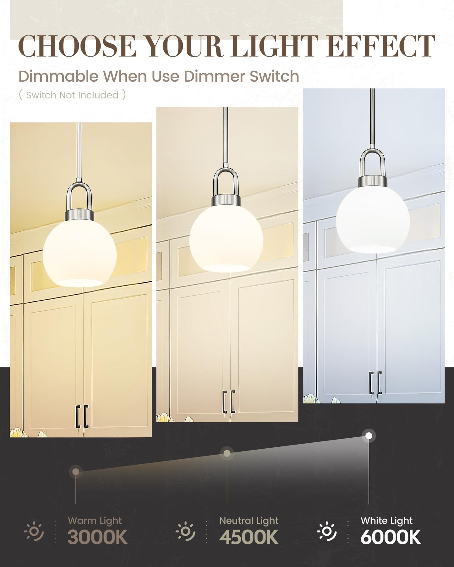 TENGXIN 7-Zoll-Pendelleuchte für Kücheninsel – gebürstetes Gold-Finish mit Milchglasschirm, eleganter Bauernhausstil, perfekt für Esszimmer oder Schlafzimmer, TXPLBG15-MG