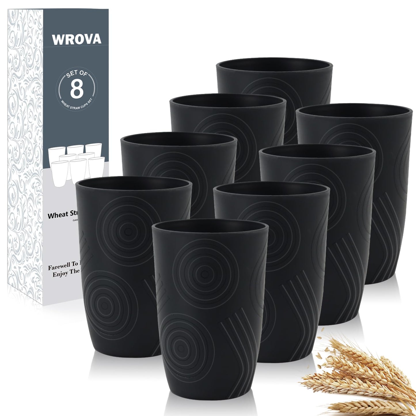 Wheat Straw Cups 8 PCS Good Alternative to Plastic Reusable Cups 20 oz Unbreakable Drinking Cup Reusable Dishwasher Safe Water Plastic Glasses Colorful Series