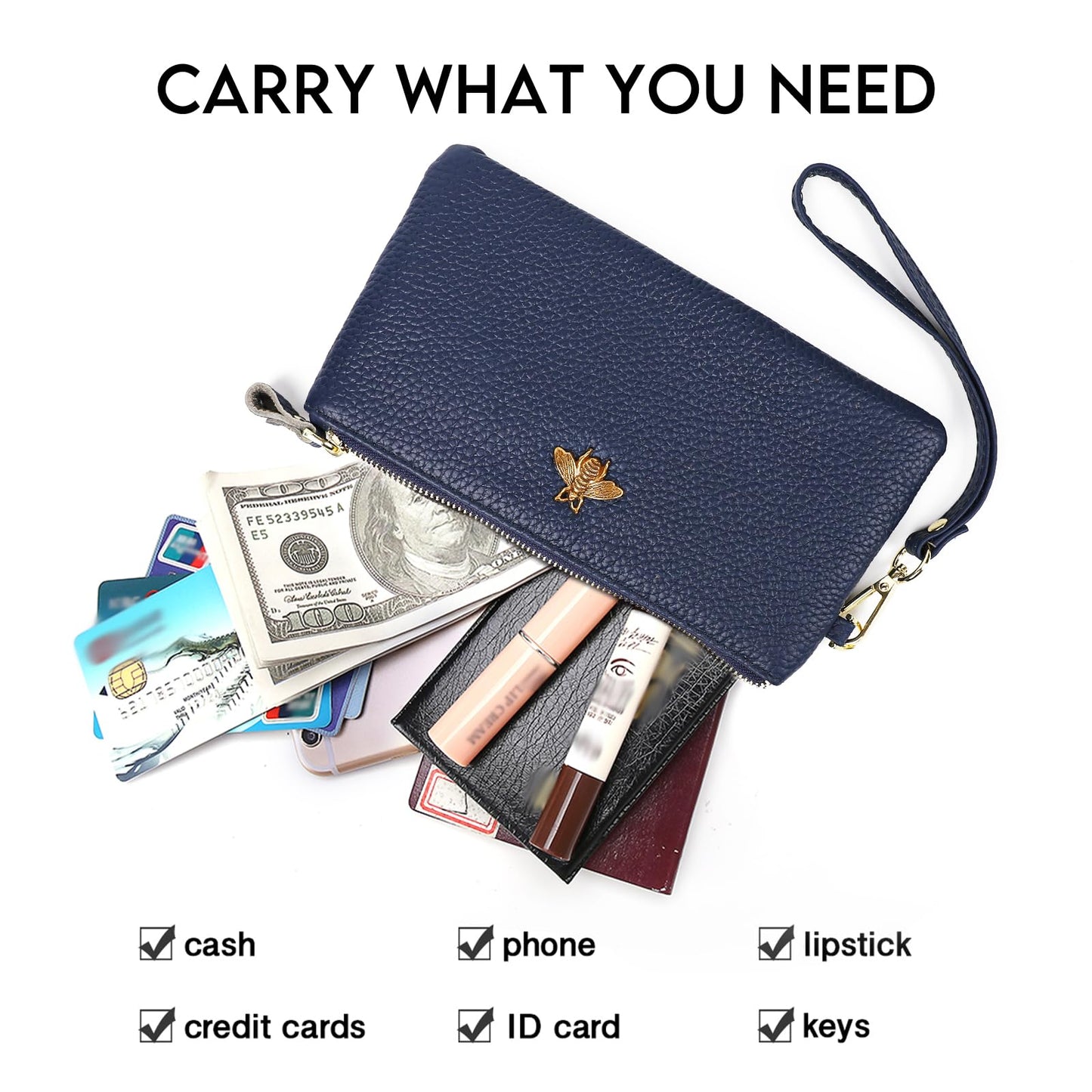 imeetu Damen-Handgelenk-Clutch, Leder, Handy-Geldbörse, Handtasche mit Handschlaufe
