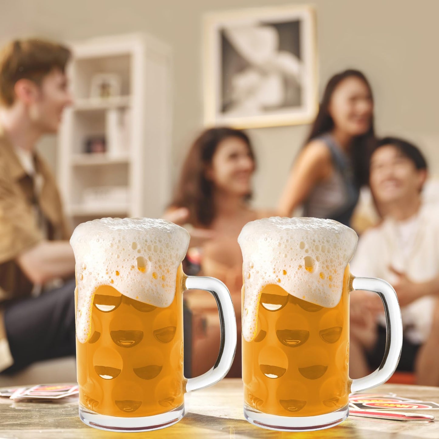 20 OZ Bierkrüge, große, klare deutsche Biergläser mit Henkel für Männer, 2er-Set