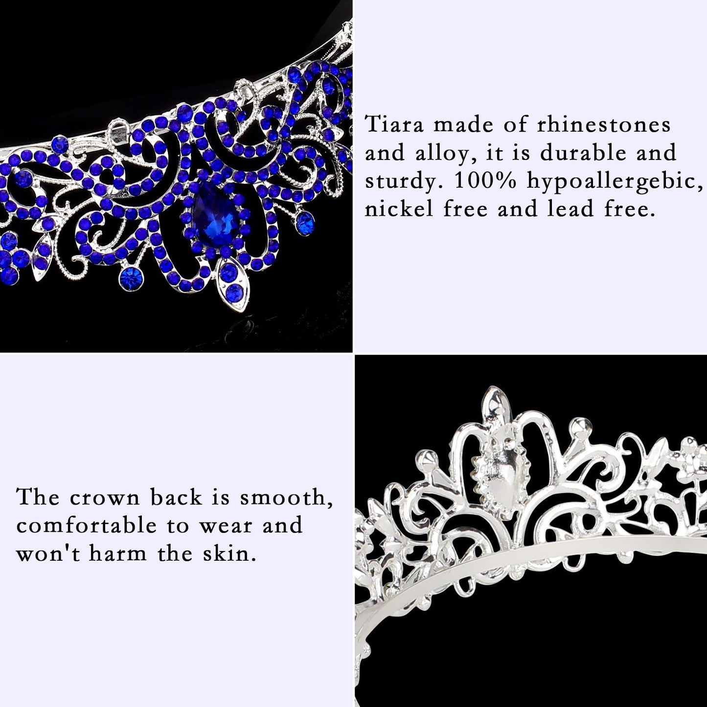 COCIDE Tiara Crystal Crowns Princess Rhinestone Crown with Combs Bride Headbands Bridal Wedding Prom Birthday Party Hair Accessories Jewelry for Women Girls (Silver)