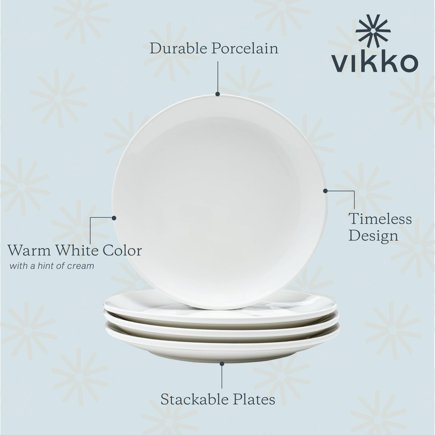 Vikko Ceramic Dinner Plates – Stackable White Plates