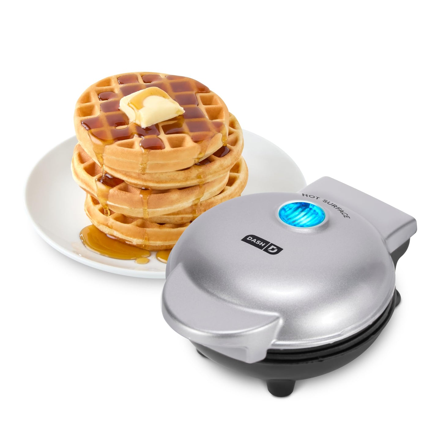 DASH Mini Maker for Individual Waffles, Hash Browns, Keto Chaffles with Easy to Clean, Non-Stick Surfaces, 4 Inch, White Pineapple