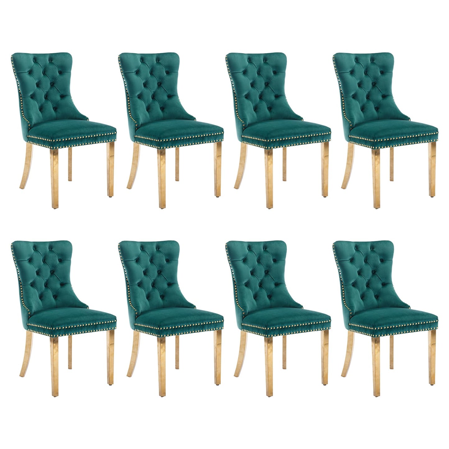 SoarFlash Esszimmerstühle aus Leder, 8er-Set, Beistellstuhl mit hoher Rückenlehne, moderner gepolsterter Beistellstuhl mit Knopfrückenring, Beine aus Massivholz (Schwarz und Grau)