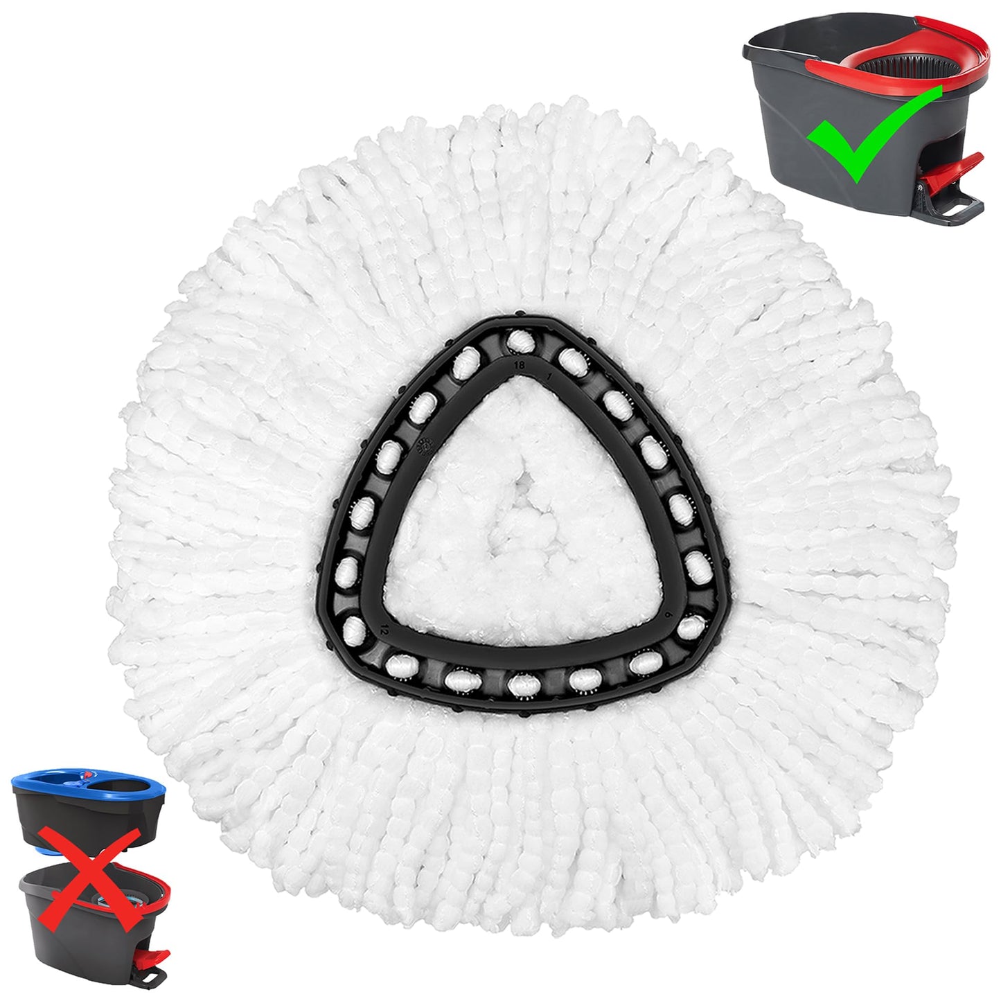 Mop Heads Replacement for O-Ceda Easy Wrin Spin Mop, Microfiber Spin Mop Refills, Easy Cleaning Mop Head Replacement (4pcs 1-Tank Mop White)