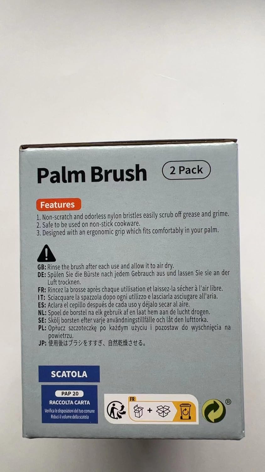 MR.SIGA Geschirr-Scheuerbürste, Palm Brush Dish Scrubber mit ergonomischem Griff, Küchenbürsten für Geschirr, weiß, 2 Stück