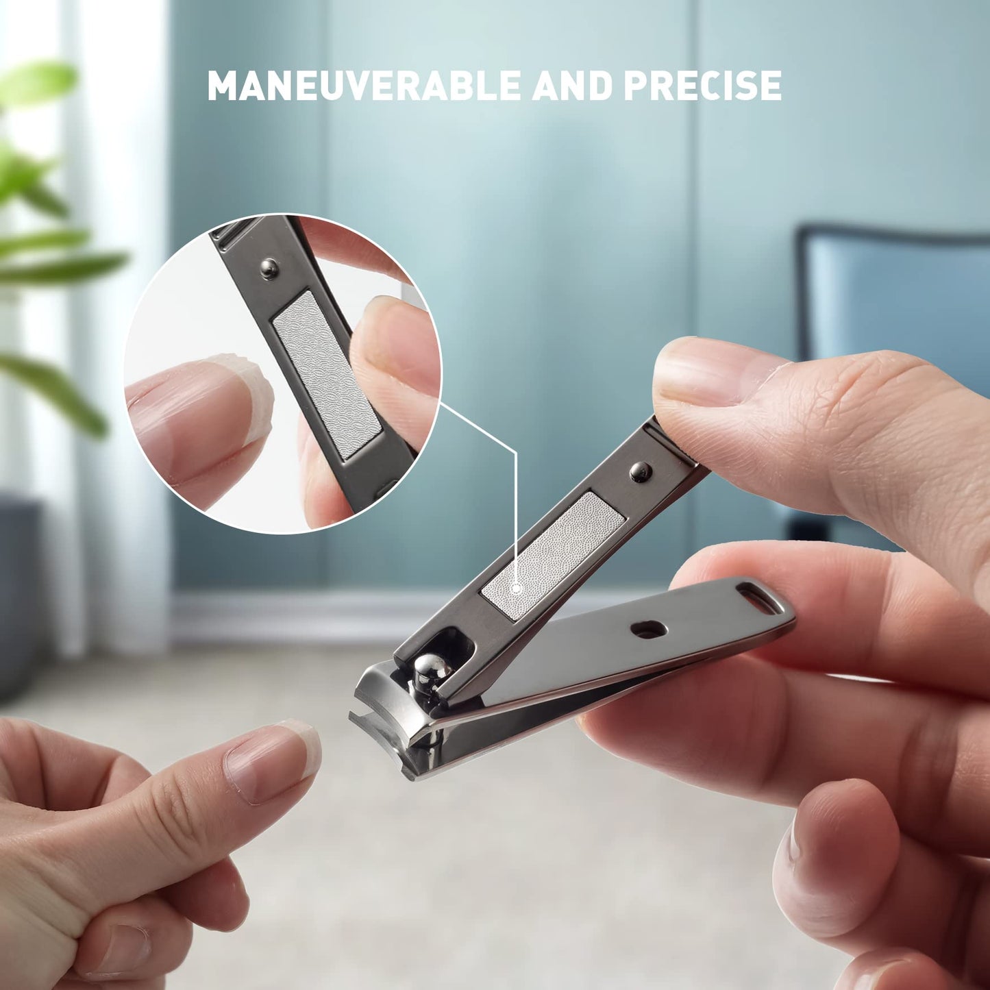 BEZOX Angled Head Toe Nail Clippers for Seniors for Thick Nails - Ergonomic Toenails Clipper for Thick Toenails, Premium Finger Nails Clipper for Adult with Catcher - Black
