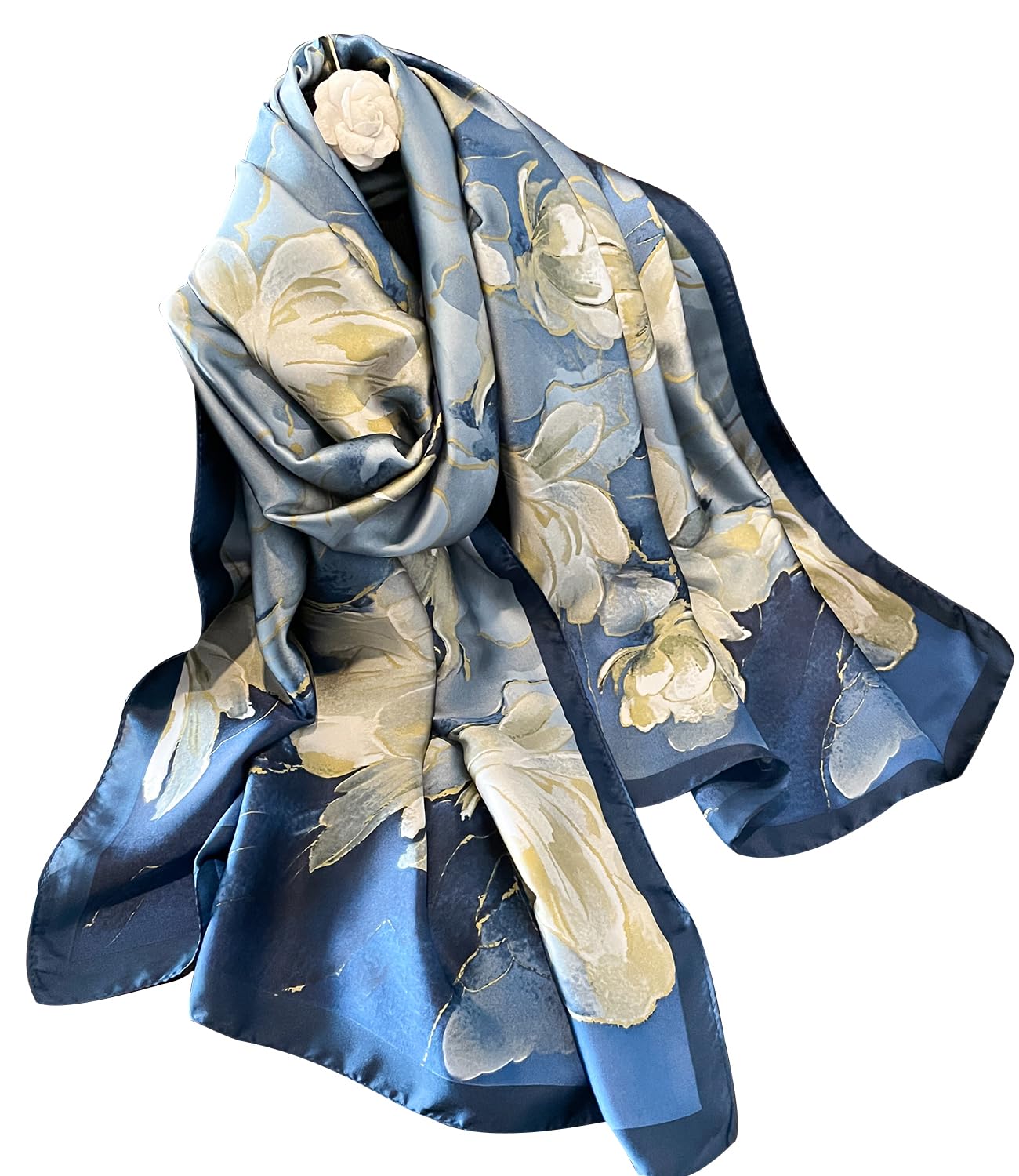 NUWEERIR Damen-Schal, 100 % großer Maulbeerseide, langer Satin-Schal, modischer Designer-Schal, leichte Wickel