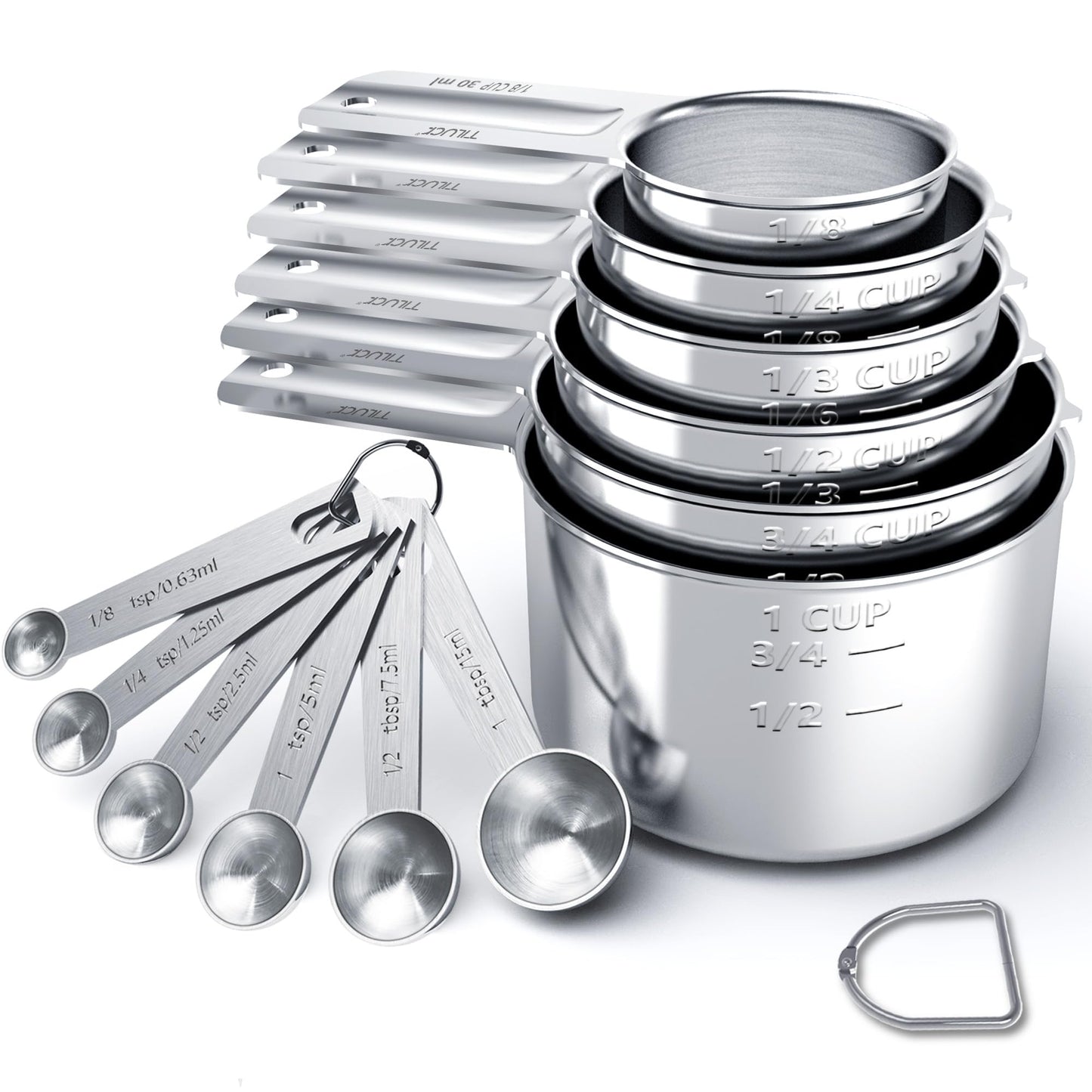 TILUCK Stainless Steel Measuring Cups & Spoons Set
