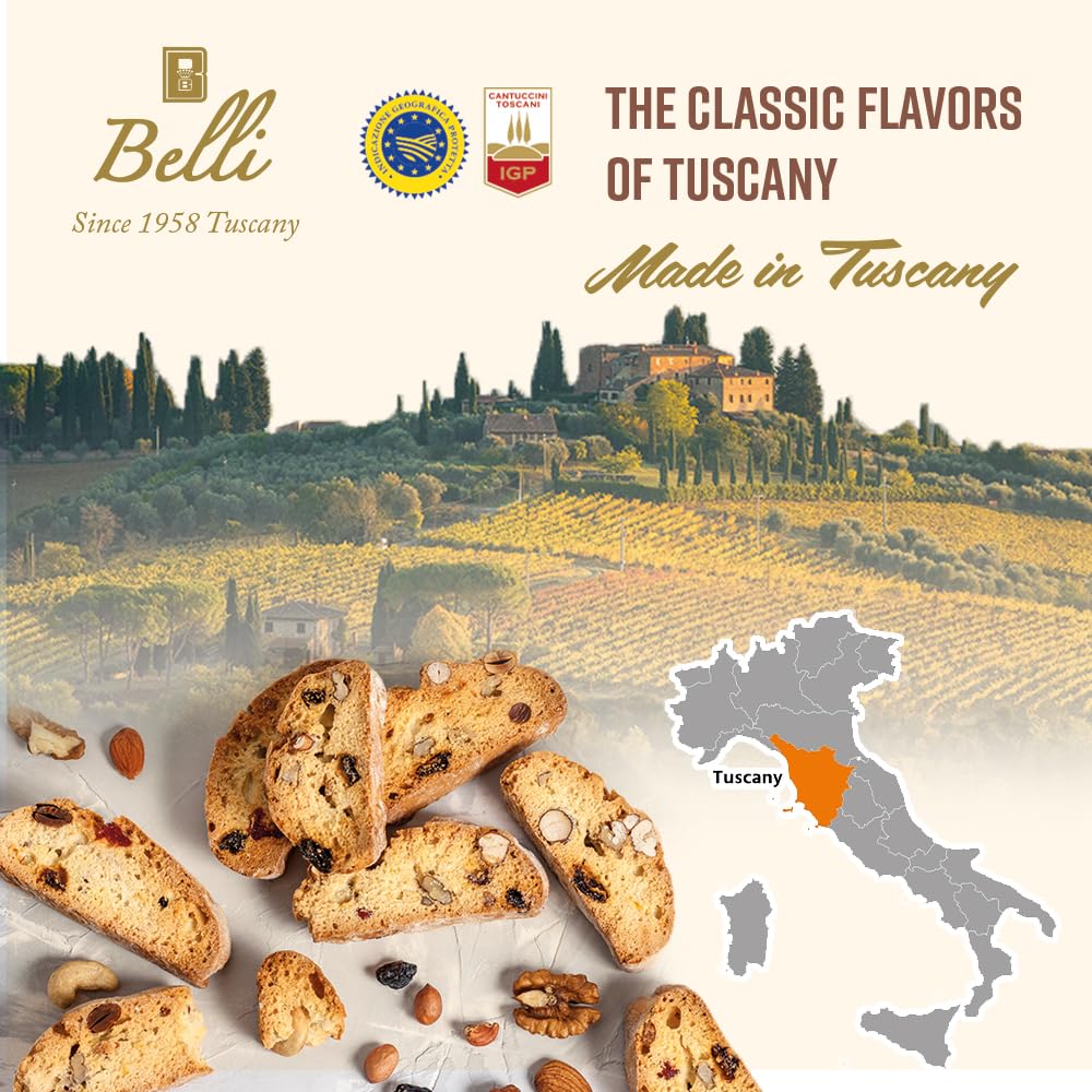 Italian Almond Biscotti | Made in Tuscany, Italy | Belli Traditional Semi Soft Biscuits