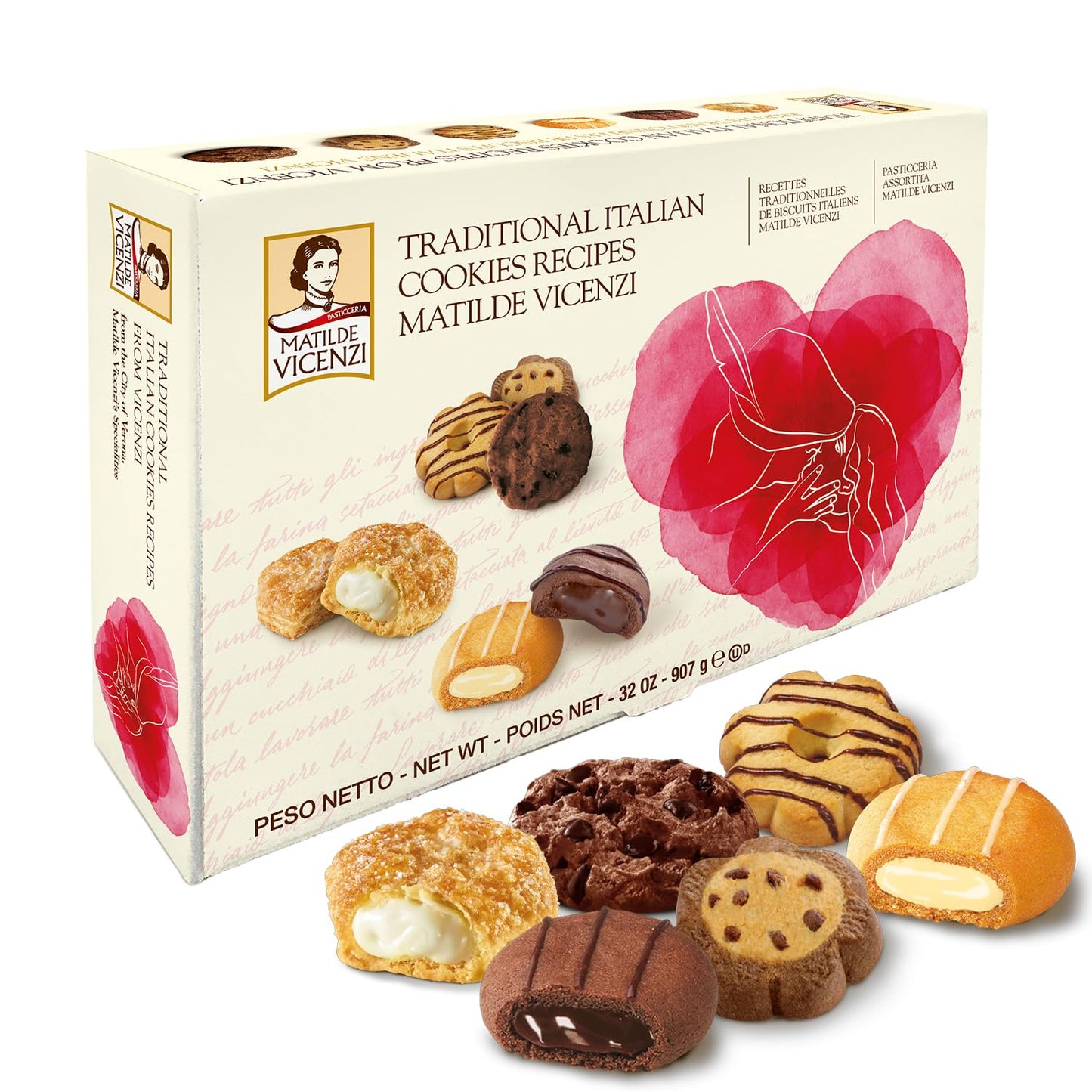 Millefoglie D'Italia Fine Selection of Italian Puff Pastries, Assortment of Vanilla, Chocolate, Butter & Raspberry Cookies, 13.23 oz (375g)