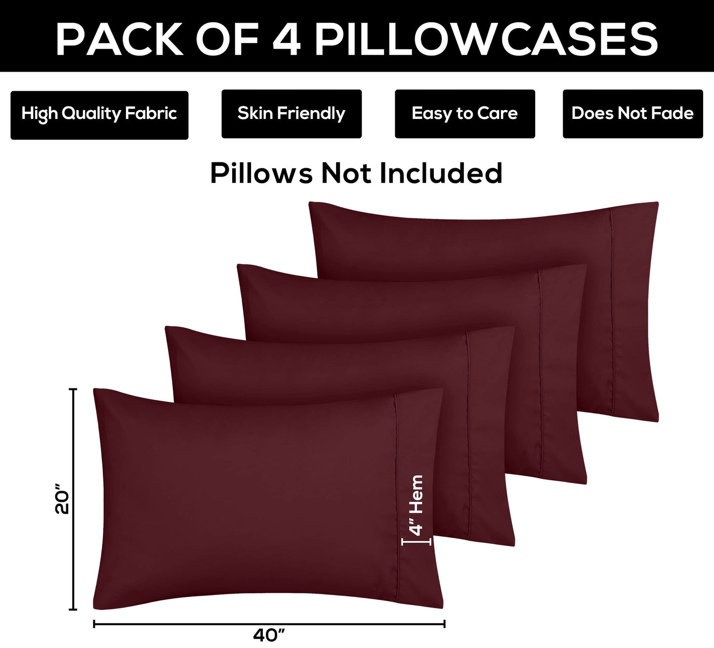 Utopia Bedding Pillow Cases - Envelope Closure - Soft Brushed Microfiber Fabric - Shrinkage and Fade Resistant Pillow