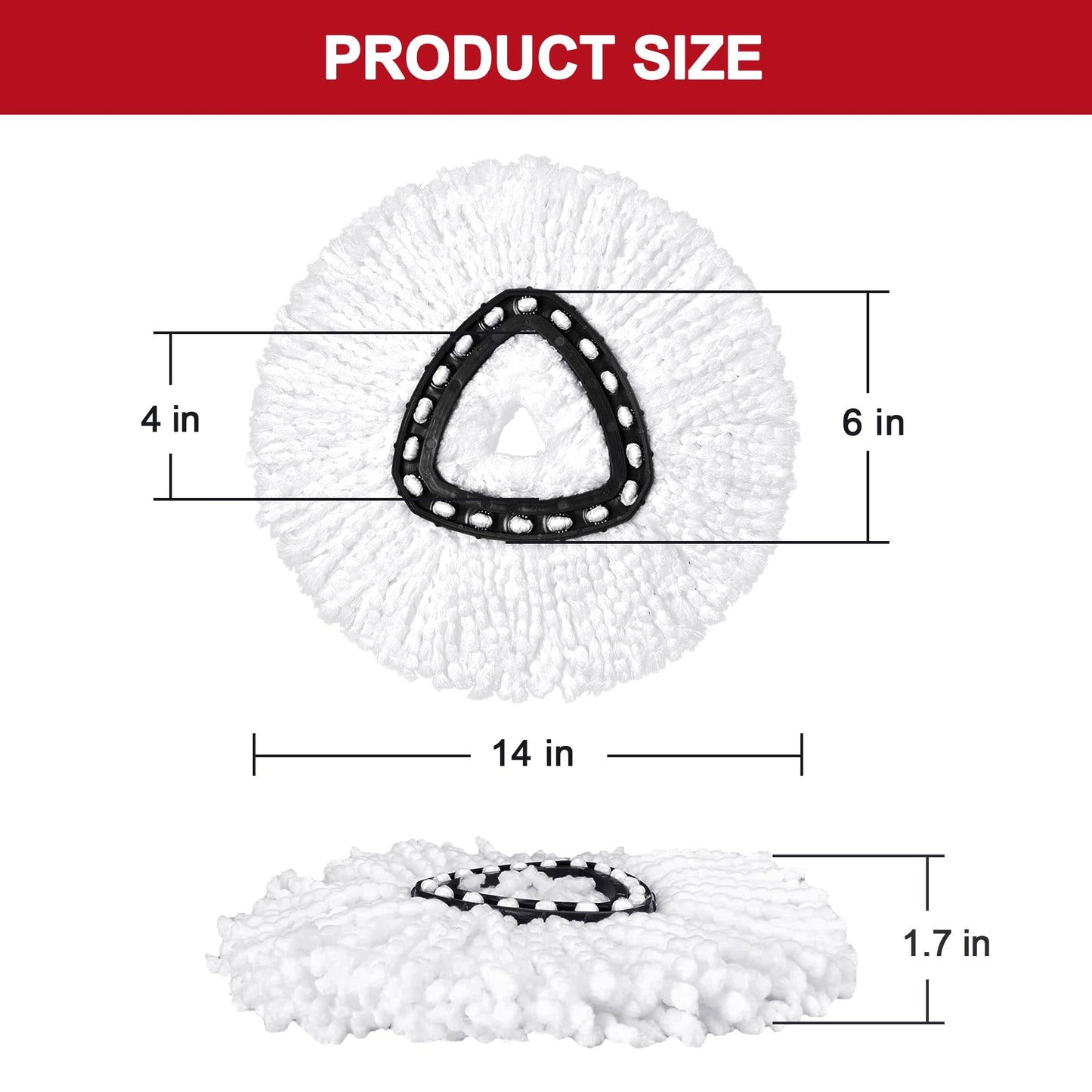 Mop Heads Replacement for O-Ceda Easy Wrin Spin Mop, Microfiber Spin Mop Refills, Easy Cleaning Mop Head Replacement (4pcs 1-Tank Mop White)