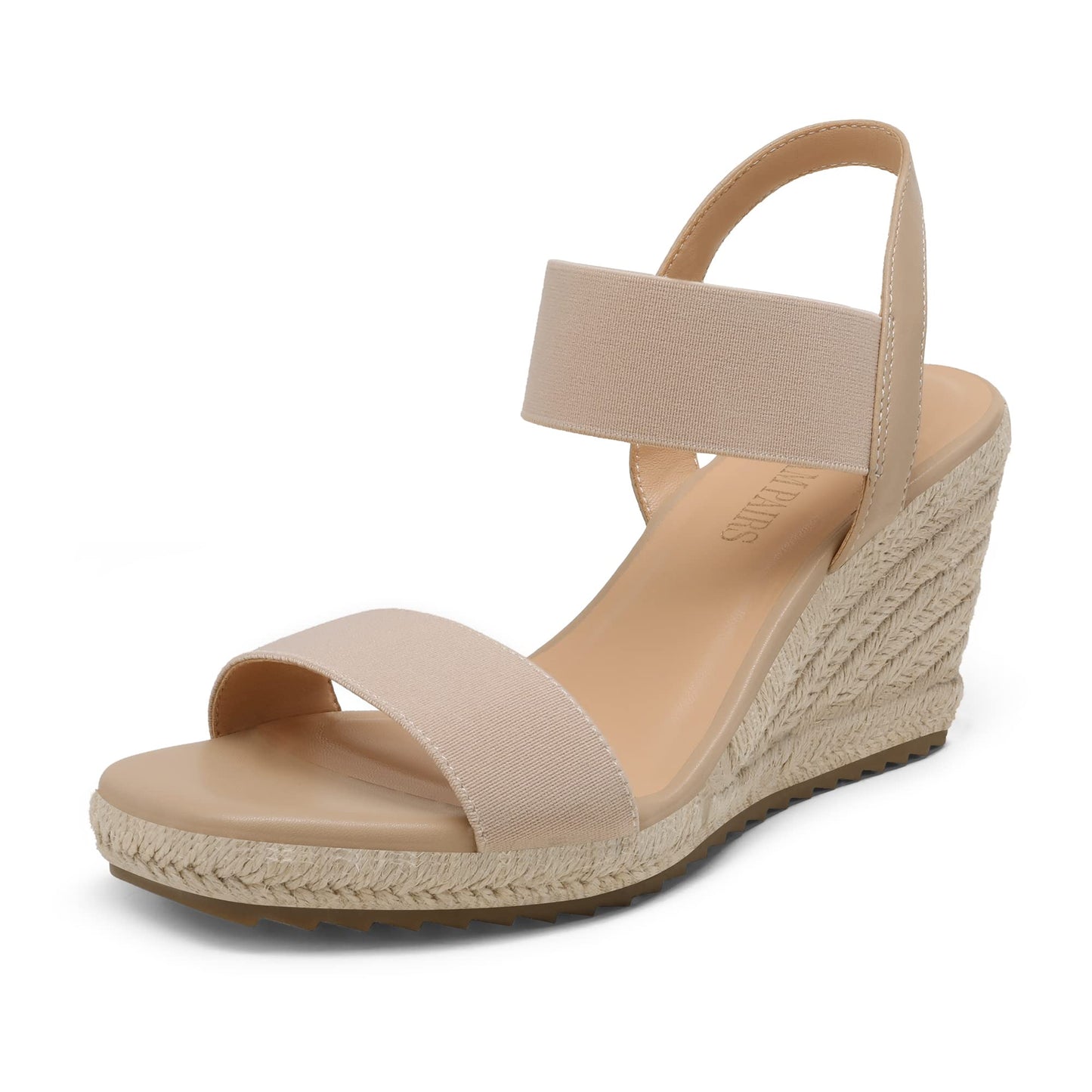 DREAM PAIRS Damen Espadrilles mit offener Spitze, elegante Plateausandalen, Schlupfsandalen mit elastischem Knöchelriemen und Keilabsatz