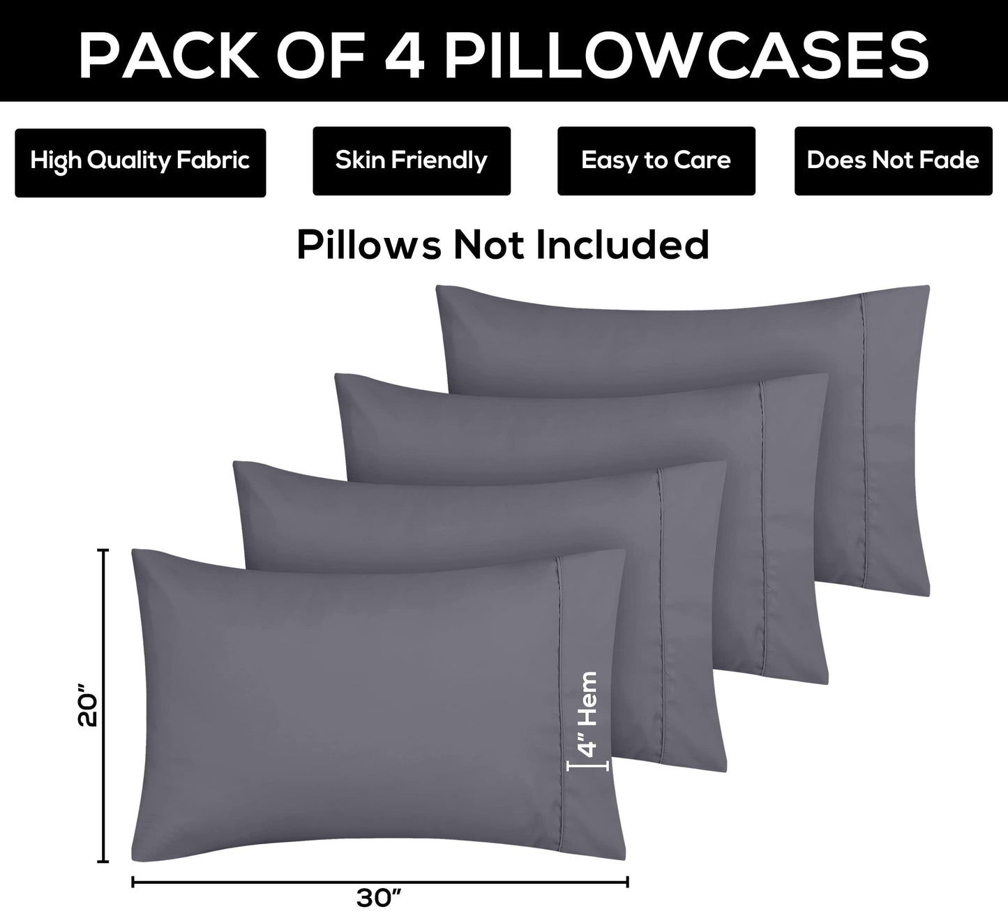 Utopia Bedding Pillow Cases - Envelope Closure - Soft Brushed Microfiber Fabric - Shrinkage and Fade Resistant Pillow