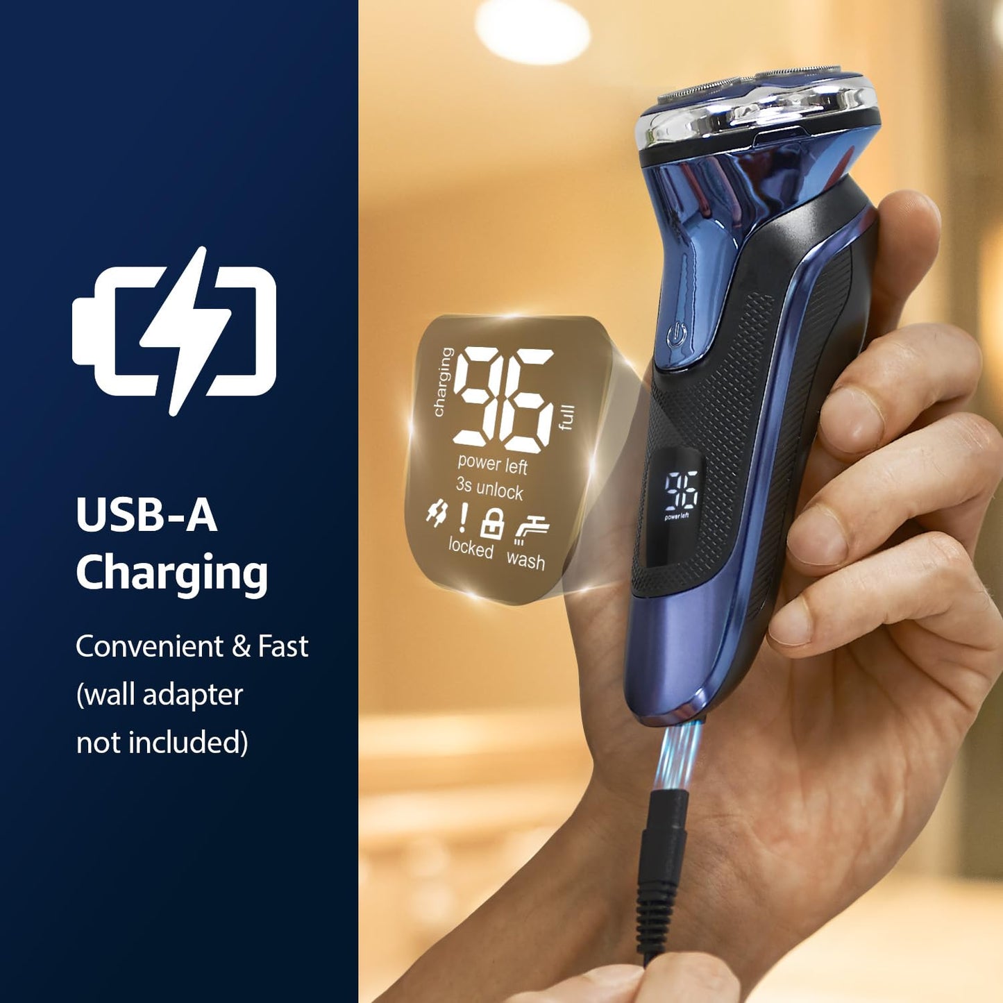 Rechargeable Electric Razor for Men: IPX6 Waterproof Shaver - 1.5H Fast Charge, 4D Flex Precision Blades with Pop-Up Trimmer - Gentle on Sensitive Skin, Perfect for Travel