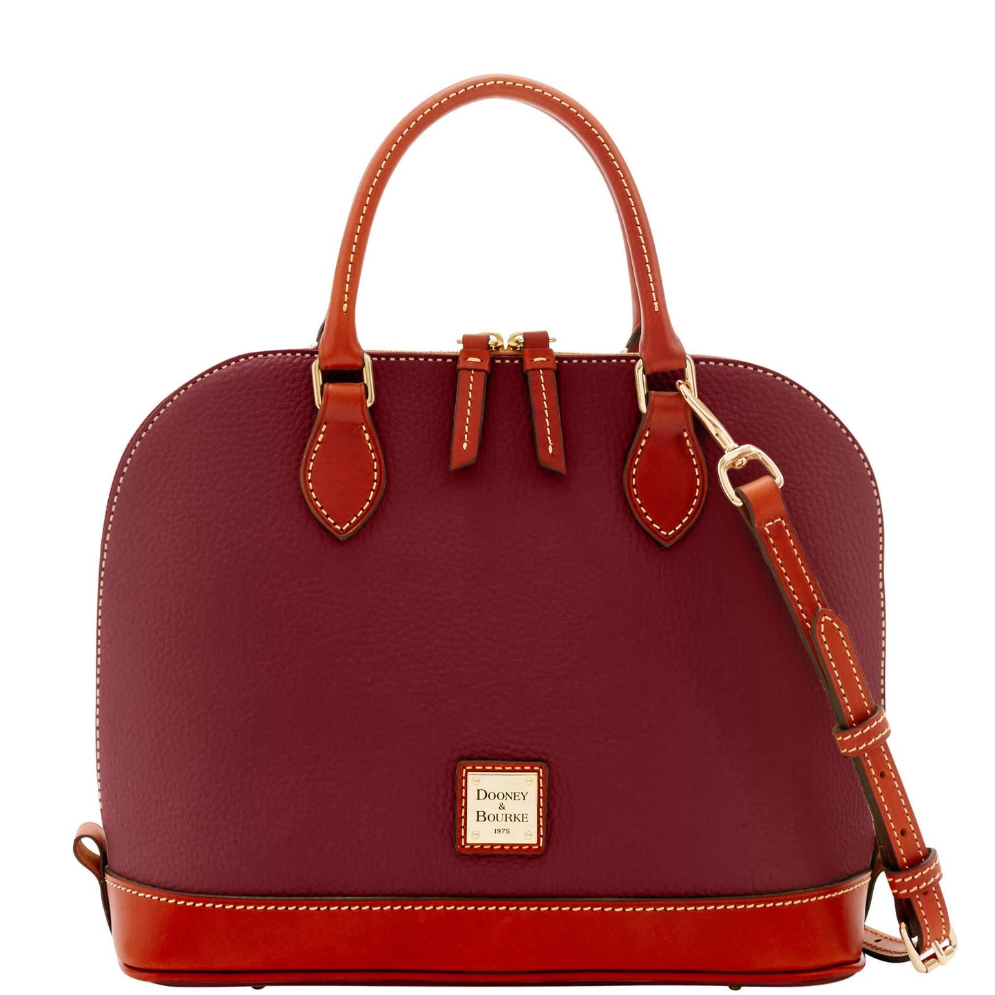 Dooney & Bourke Women's Zip Zip Satchel in Pebble Grain Leather, Large Handbag with Adjustable & Detachable Shoulder Strap