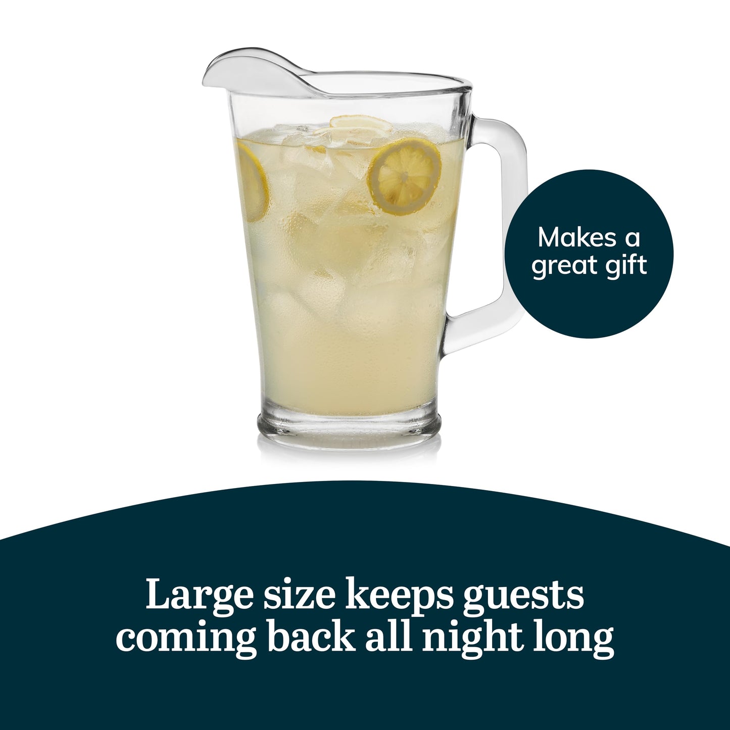 Libbey Acapulco Large Glass Pitcher Set of 2, 89 Oz, Clear, Tall Bubble Glass Pitchers with Handle, Modern Pitcher Set for Iced Tea, Punch, and More