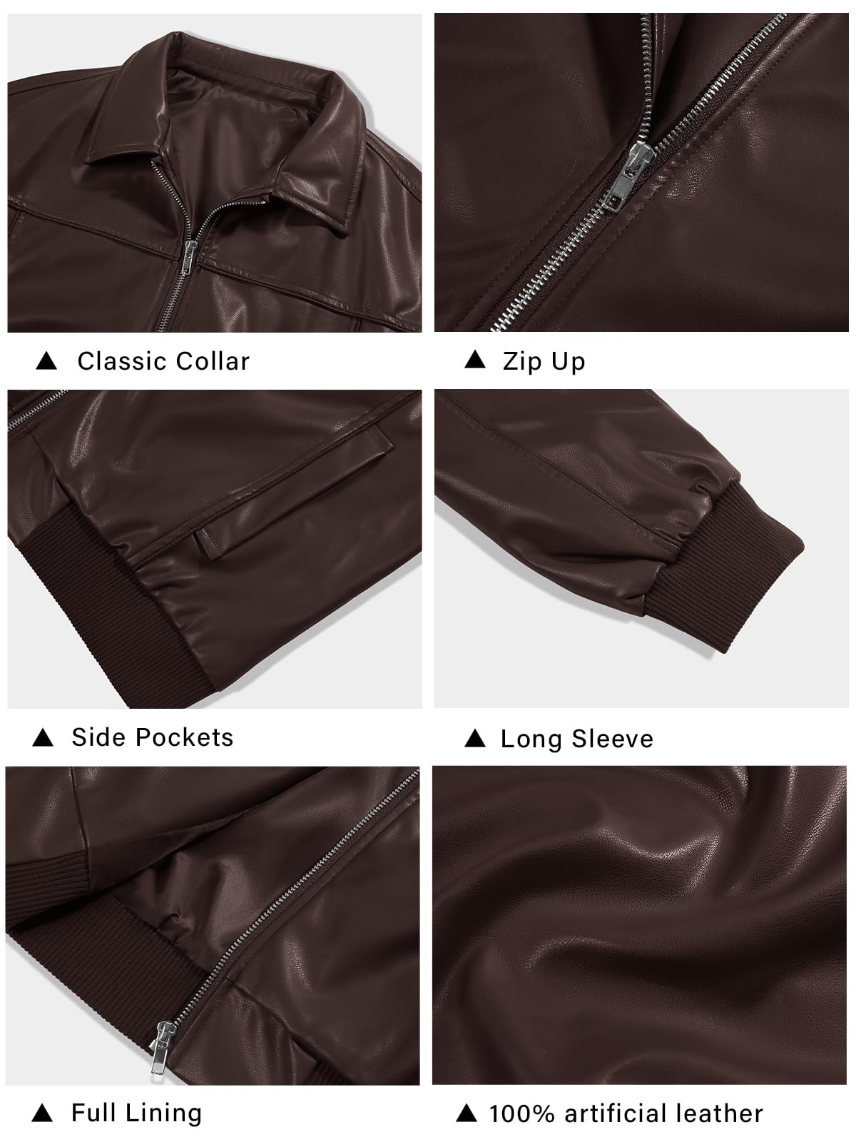 Tankaneo Womens Faux Leather Jackets Oversized Bomber Casual Fall Fashion Zip Up Moto Biker Coats