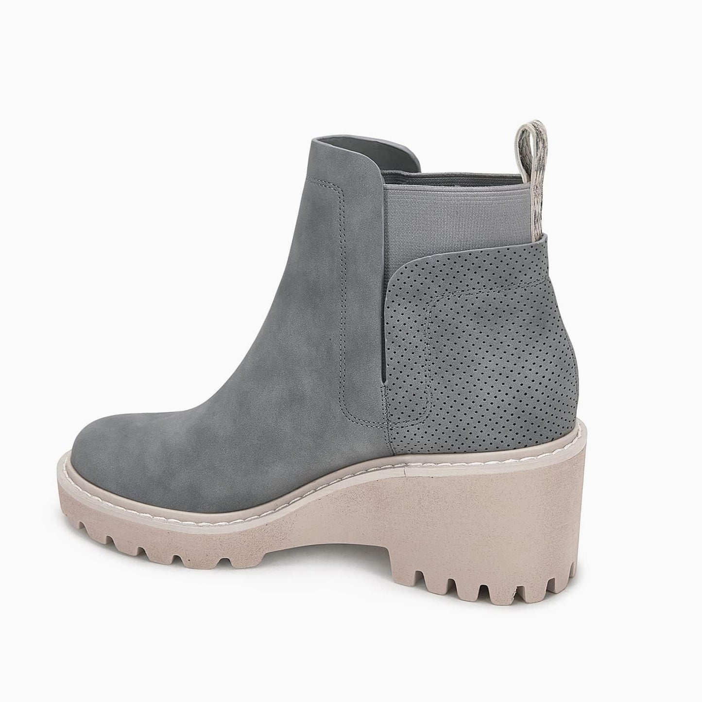 Trish Lucia Damen Chelsea-Stiefel mit Plateausohle, knöchelhoch, klobiger Blockabsatz, rutschfest, Wildleder, modische Schlupfstiefeletten