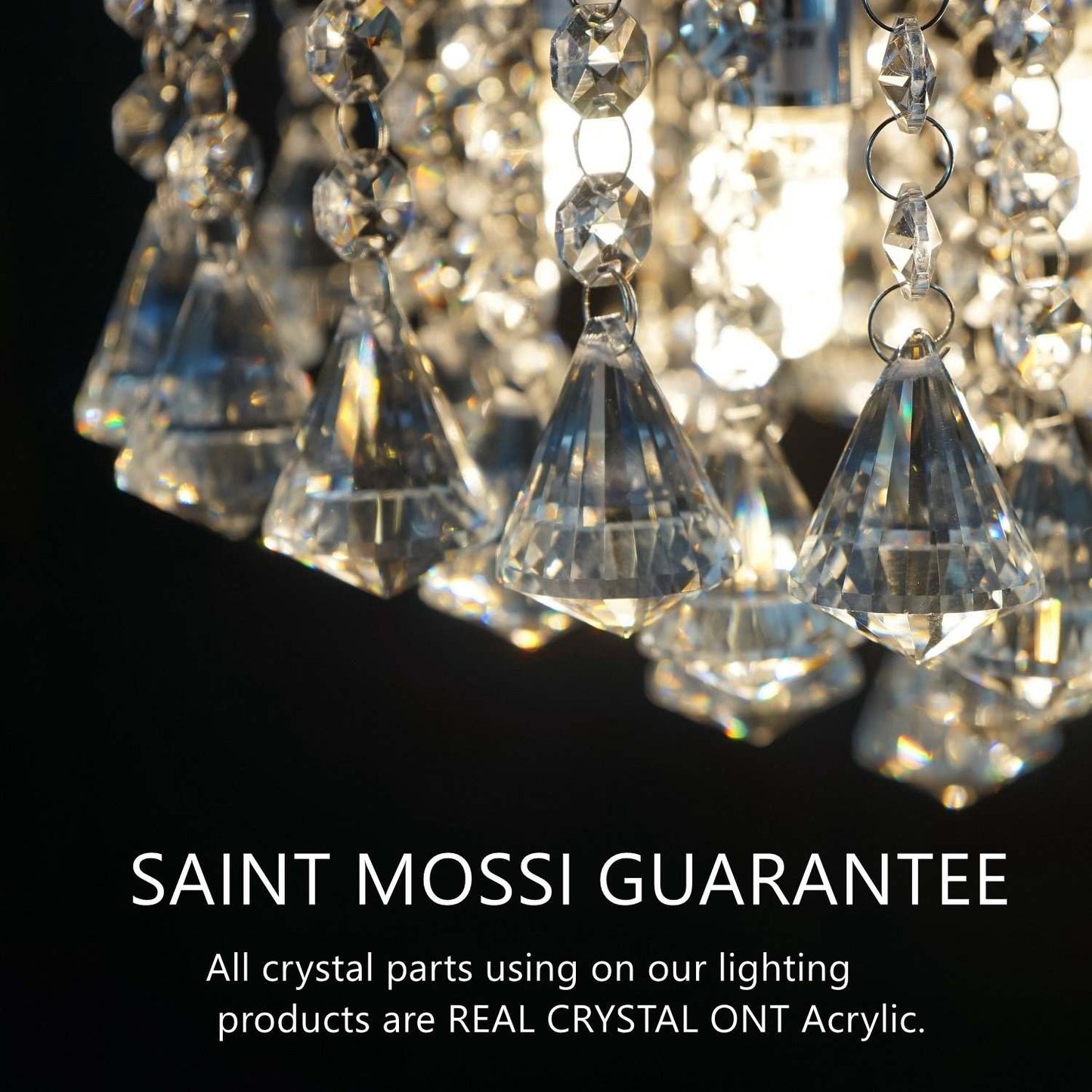Saint Mossi Kronleuchter, modern, K9-Kristall, Regentropfen-Kronleuchter, flächenbündige LED-Deckenleuchte, Pendelleuchte für Esszimmer, Badezimmer, Schlafzimmer, Wohnzimmer, 6 GU10-LED-Birnen erforderlich, H32 x D18