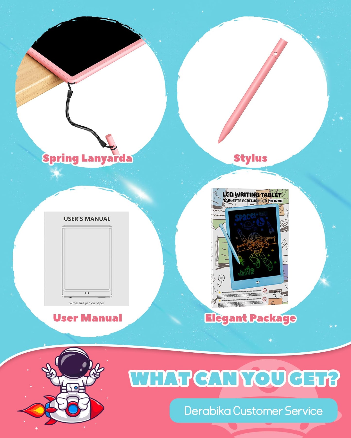 KOKODI LCD Writing Tablet, Valentines Day Gifts for Kids,10 Inch Colorful Toddler Doodle Board Drawing Tablet, Erasable Reusable Electronic Drawing Pads, Educational and Learning Toys for Kids