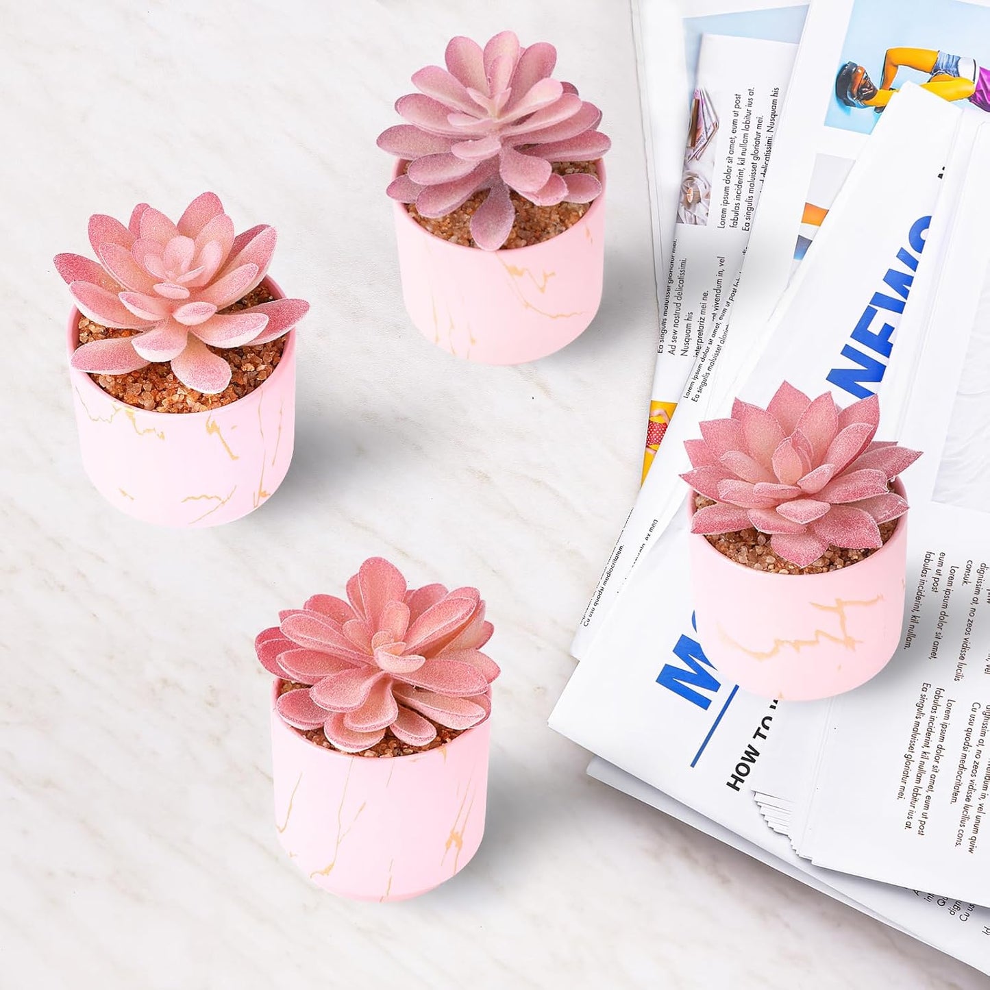 Artificial Plants and Succulents in 2 White Ceramic Pots,Small Fake Plants for Office and Desk Decor,Bathroom, Bedroom,Shelves for Women