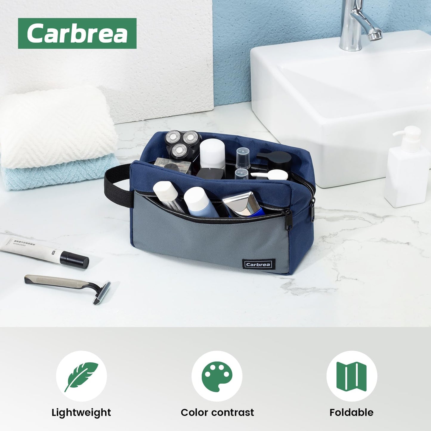 Reise-Kulturtasche – Kleine Kulturtasche für Männer, Hautpflegetasche, Doop-Kit für Toilettenartikel, Zubehör, Geschenke – Schwarz
