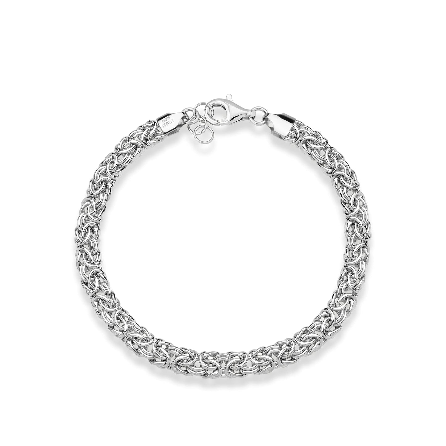Miabella Italienisches 925er Sterlingsilber-Byzantinisches Armband für Damen, handgefertigt in Italien