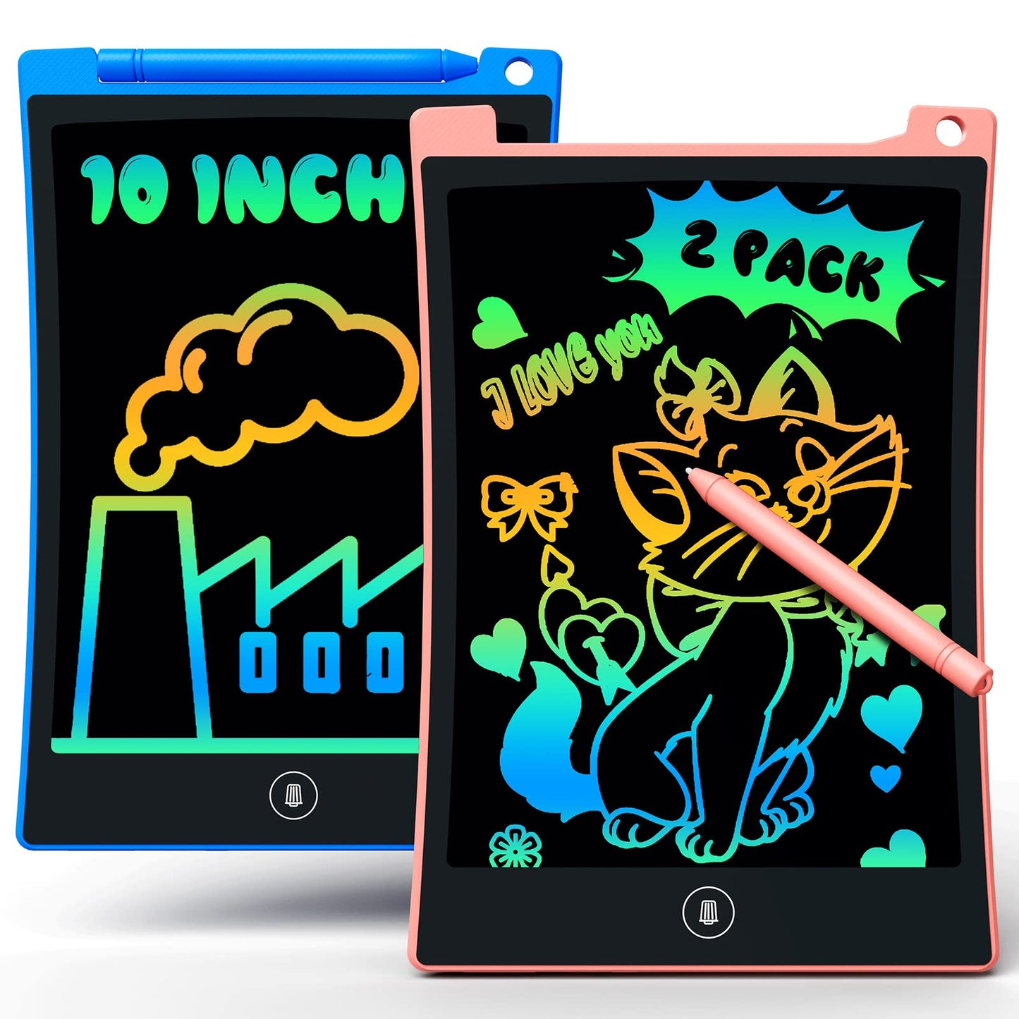bravokids 2 Pack LCD Writing Tablet with Stylus, 8.5 inch Colorful Doodle Board Drawing Pad for Kids, Travel Games Activity Learning Toys, Birthday Gift for Age 3 4 5 6 7 8 Year Old Boys Girls